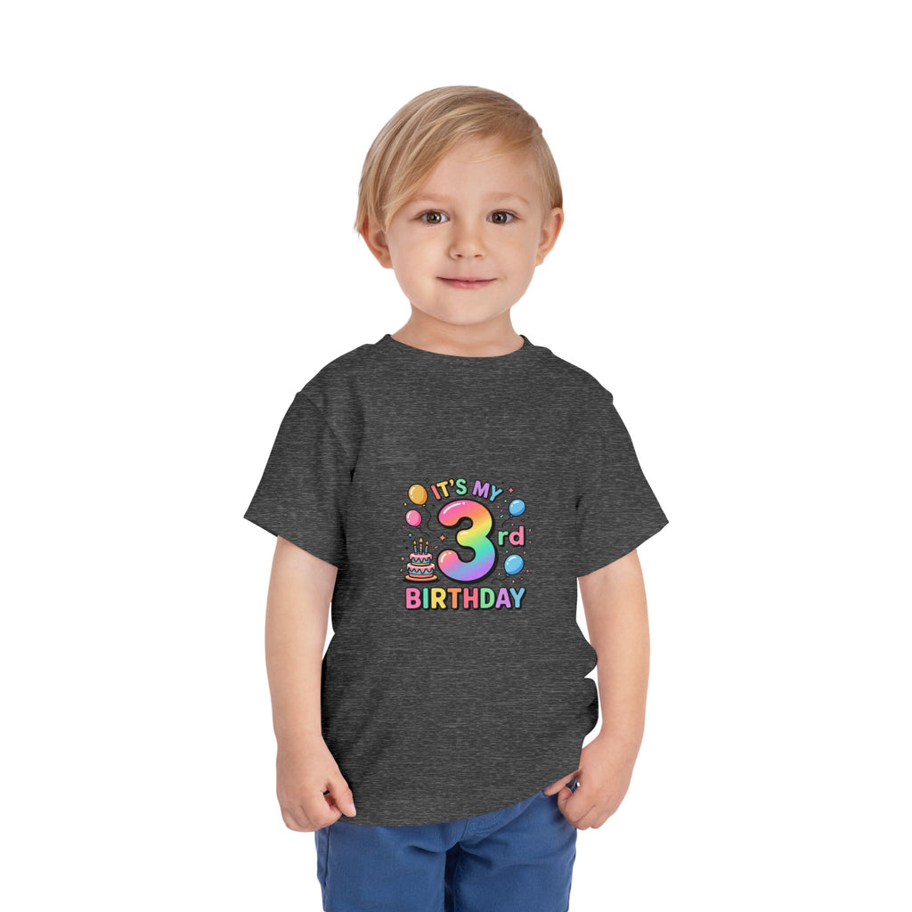 3rd Birthday Toddler Tee — "It's My 3rd Birthday" Colorful Party Shirt