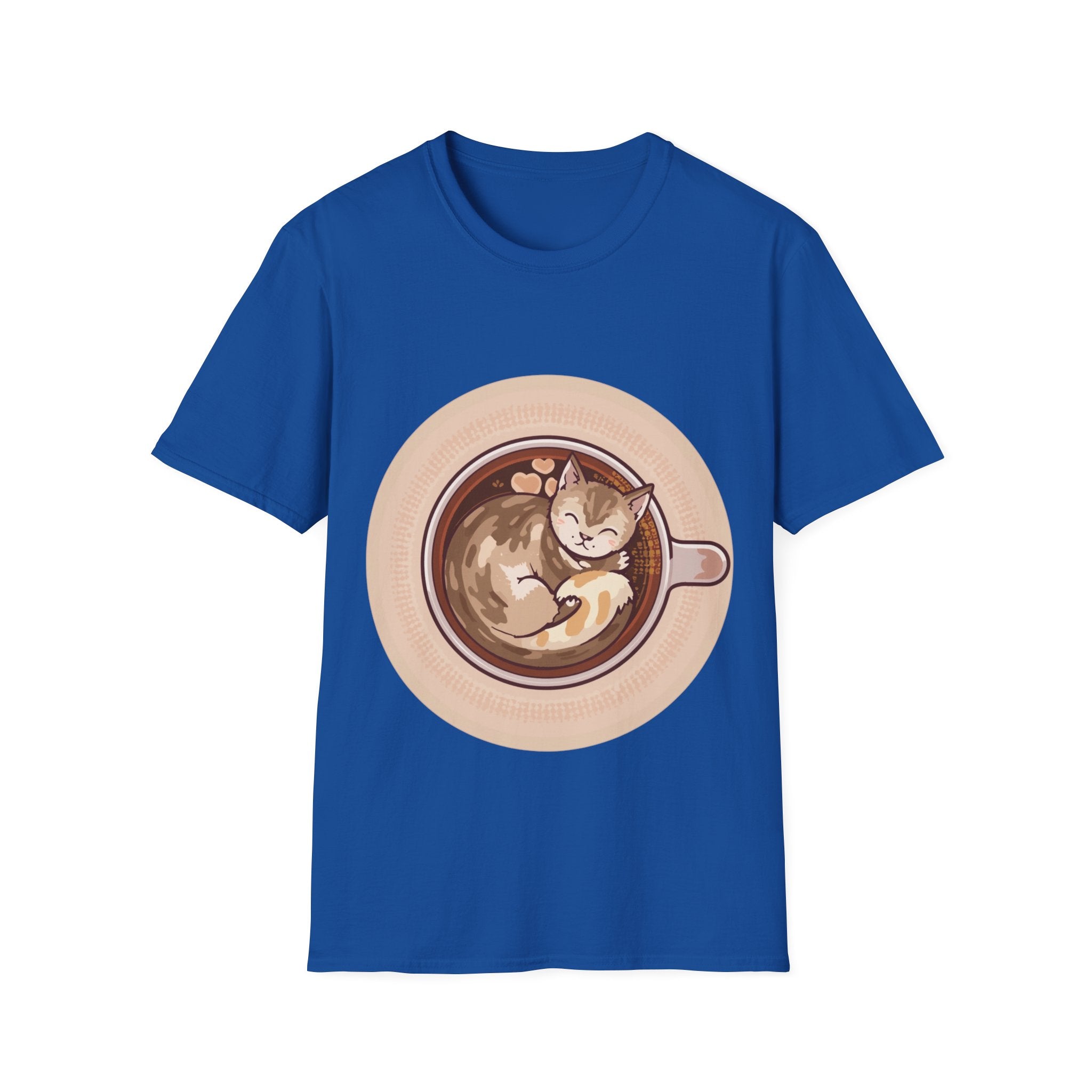 Cat in Coffee Cup T-Shirt — Cute Latte Cat Tee for Cat Lovers & Coffee Fans