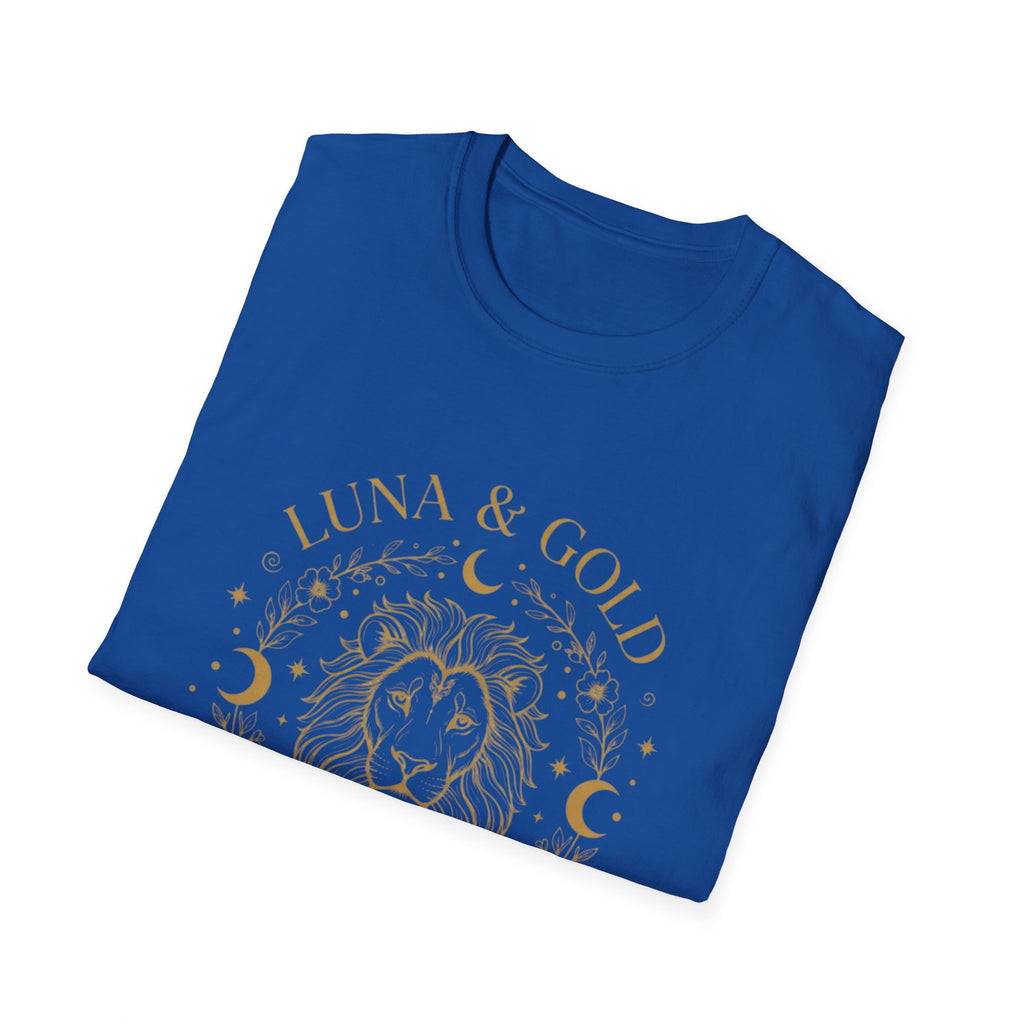 Luna & Gold Lion Moon T-Shirt — Celestial Zodiac Leo Graphic Tee