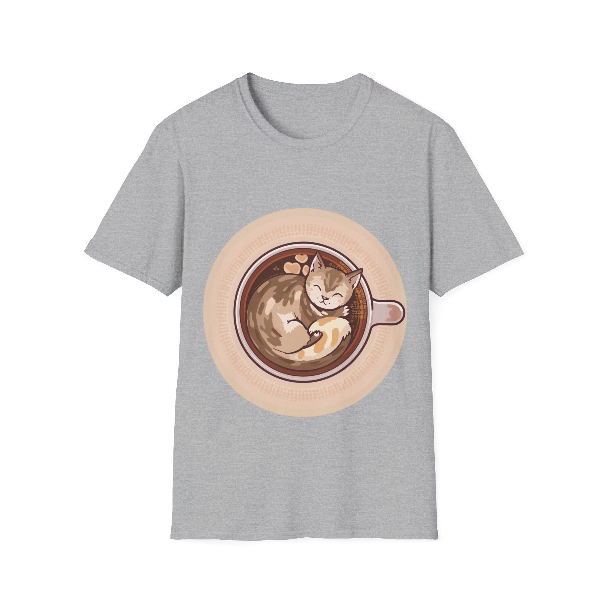 Cat in Coffee Cup T-Shirt — Cute Latte Cat Tee for Cat Lovers & Coffee Fans