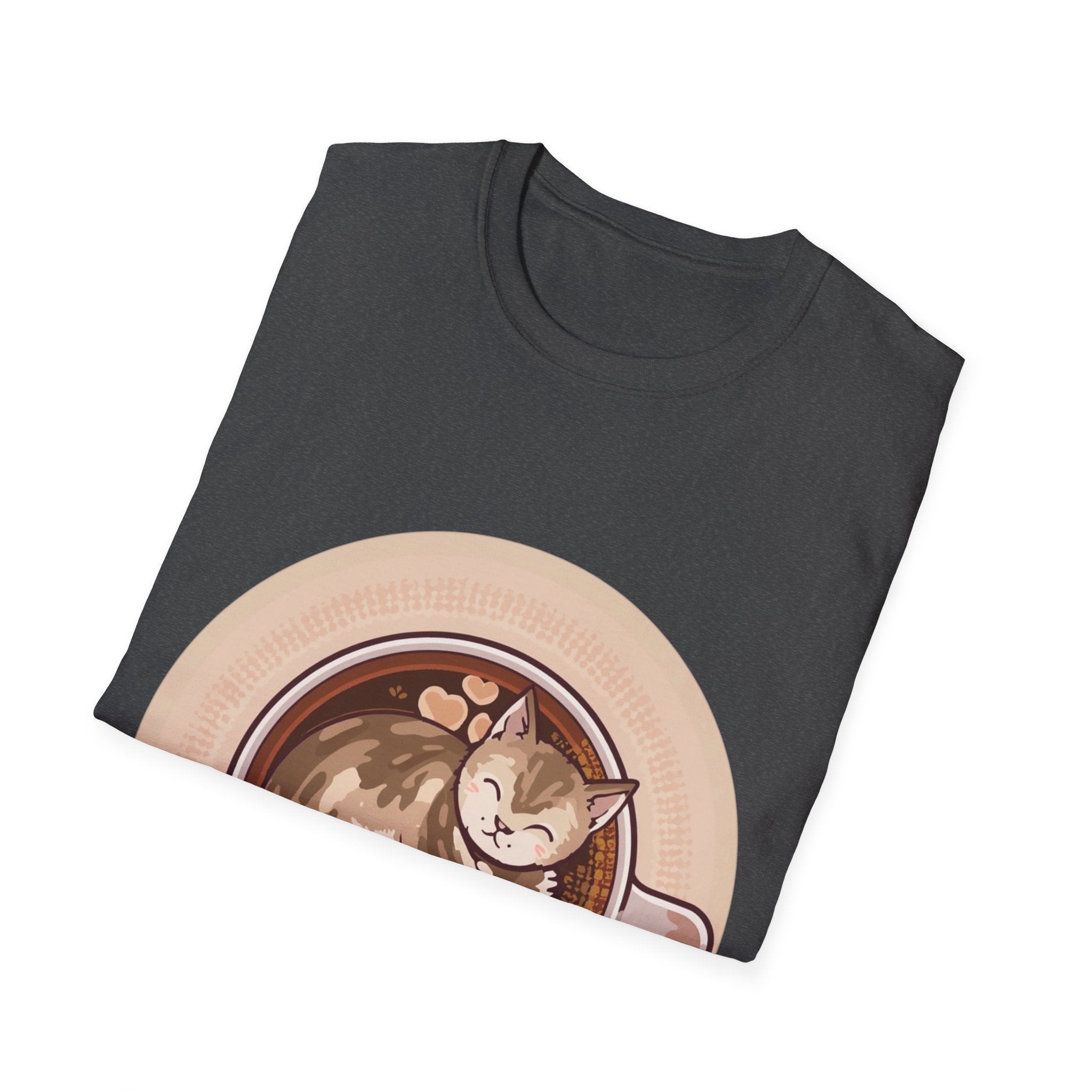 Cat in Coffee Cup T-Shirt — Cute Latte Cat Tee for Cat Lovers & Coffee Fans