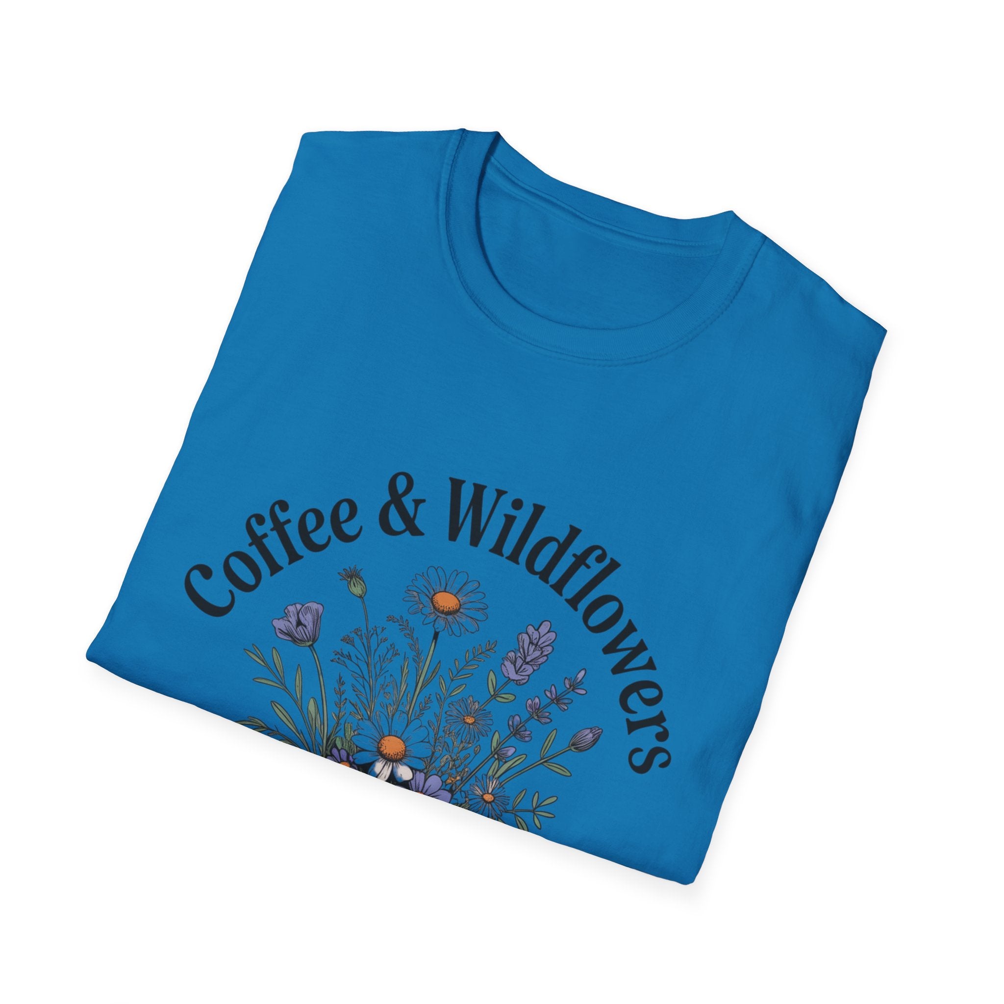 Cute Coffee Lover Floral T-Shirt – Coffee & Wildflowers Design