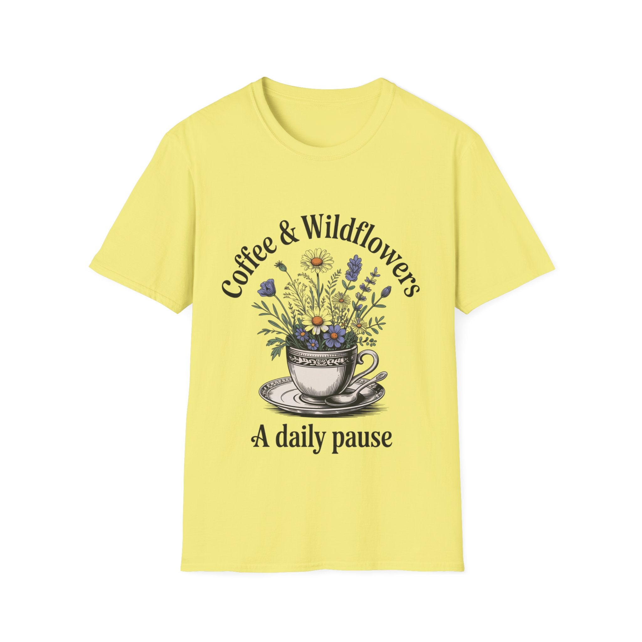 Cute Coffee Lover Floral T-Shirt – Coffee & Wildflowers Design
