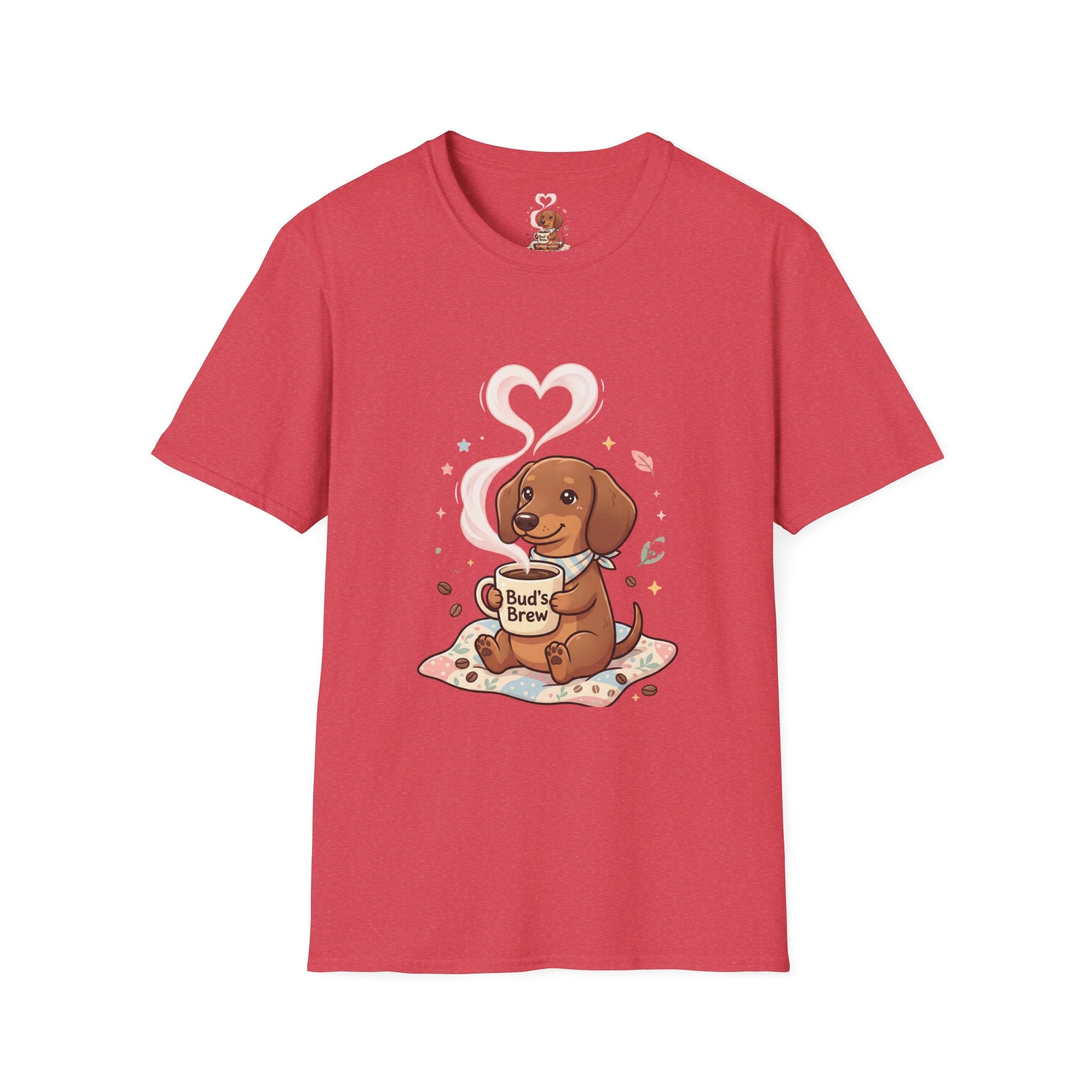 )  Cute Dachshund Coffee Lover T-Shirt – Bud’s Brew Puppy Shirt | Funny Dog Lover Gift | Coffee Lover Graphic Tee