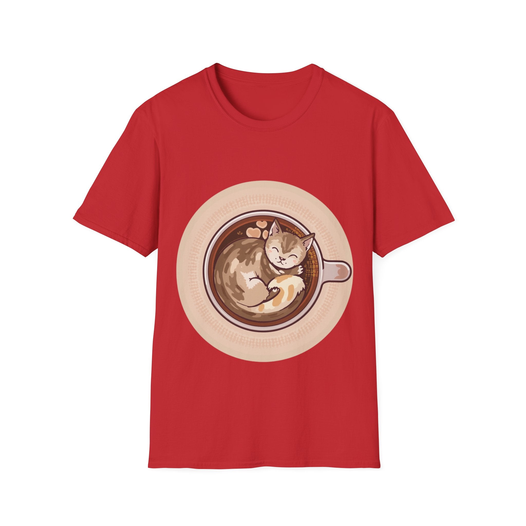 Cat in Coffee Cup T-Shirt — Cute Latte Cat Tee for Cat Lovers & Coffee Fans