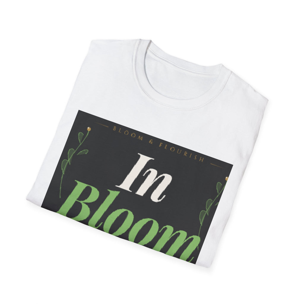 In Bloom T-Shirt — Botanical Graphic Tee with Green Lettering