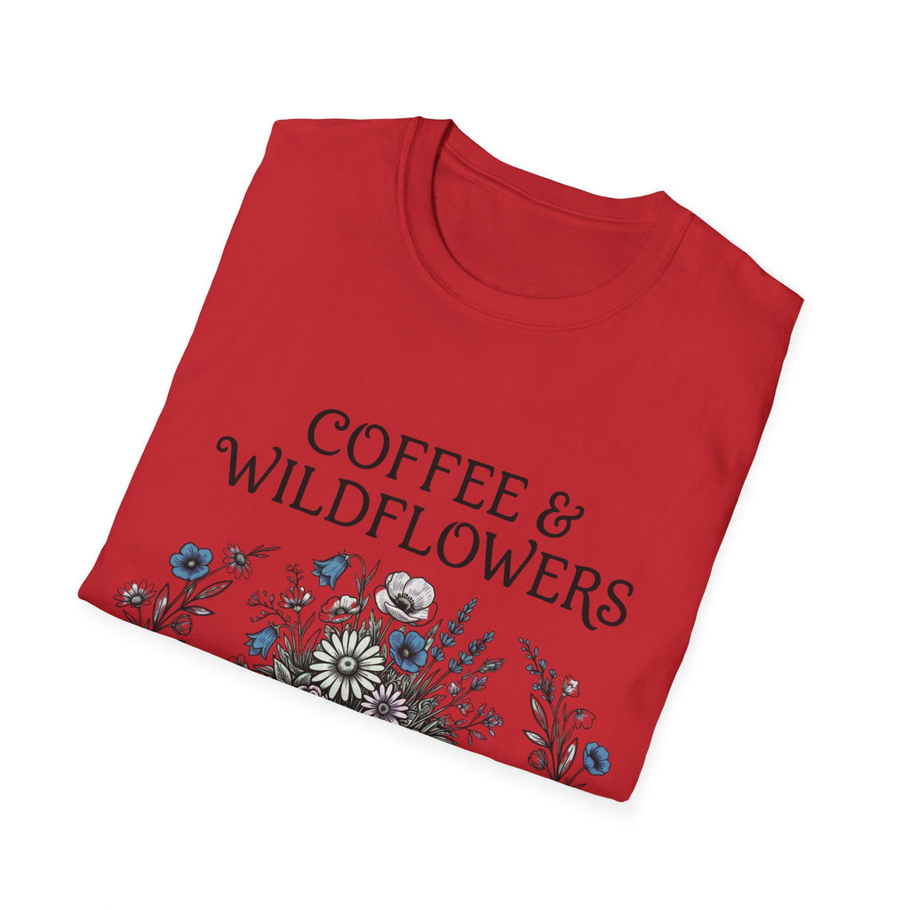 Coffee & Wildflowers T-Shirt – Aesthetic Floral Coffee Lover Shirt