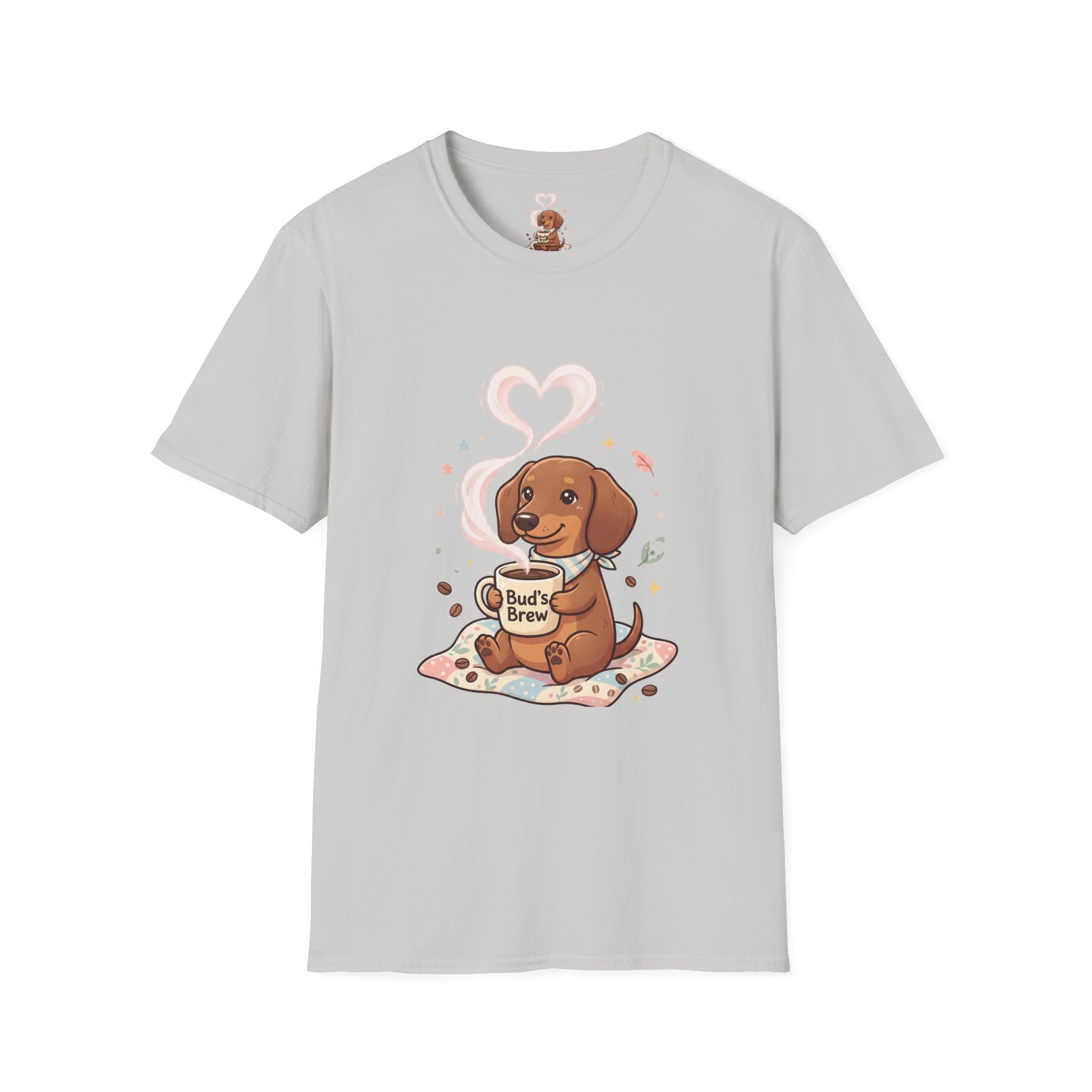 )  Cute Dachshund Coffee Lover T-Shirt – Bud’s Brew Puppy Shirt | Funny Dog Lover Gift | Coffee Lover Graphic Tee