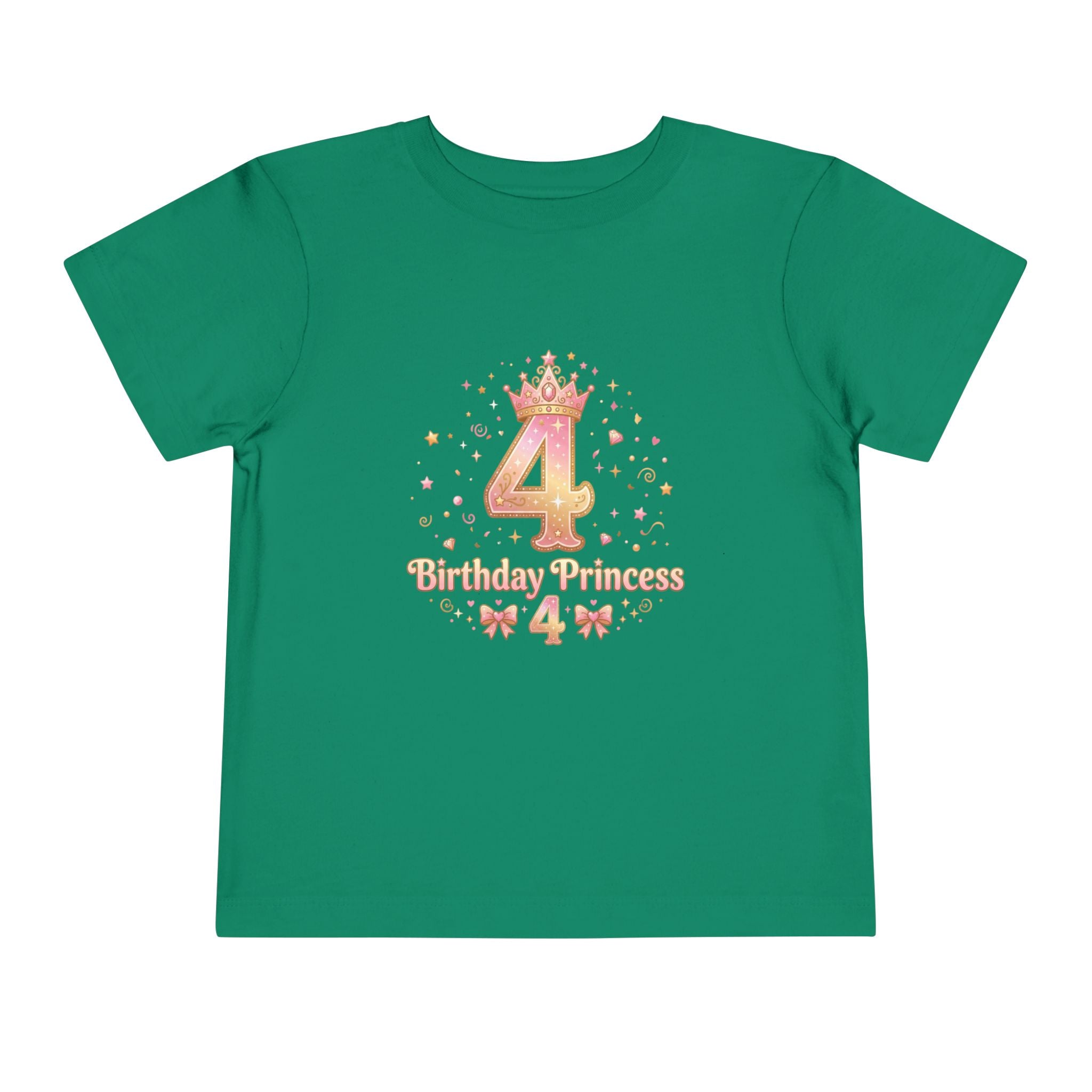 Cute Girl's T-Shirt - 4th Birthday Pink Princess Gold Crown i-Blend T-Shirt