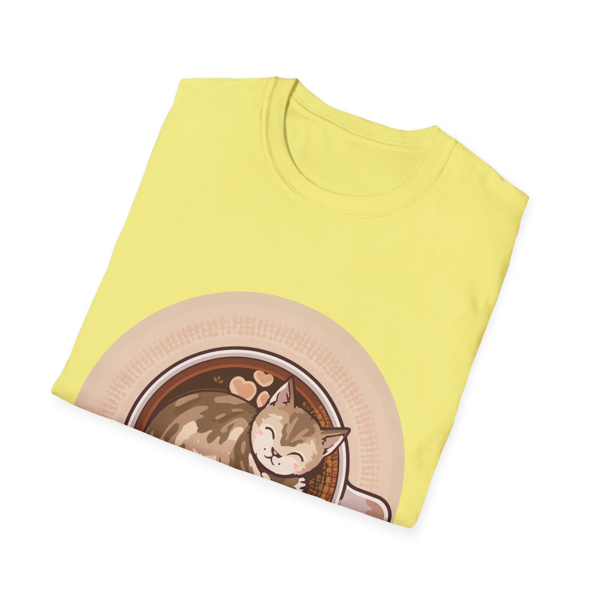 Cat in Coffee Cup T-Shirt — Cute Latte Cat Tee for Cat Lovers & Coffee Fans
