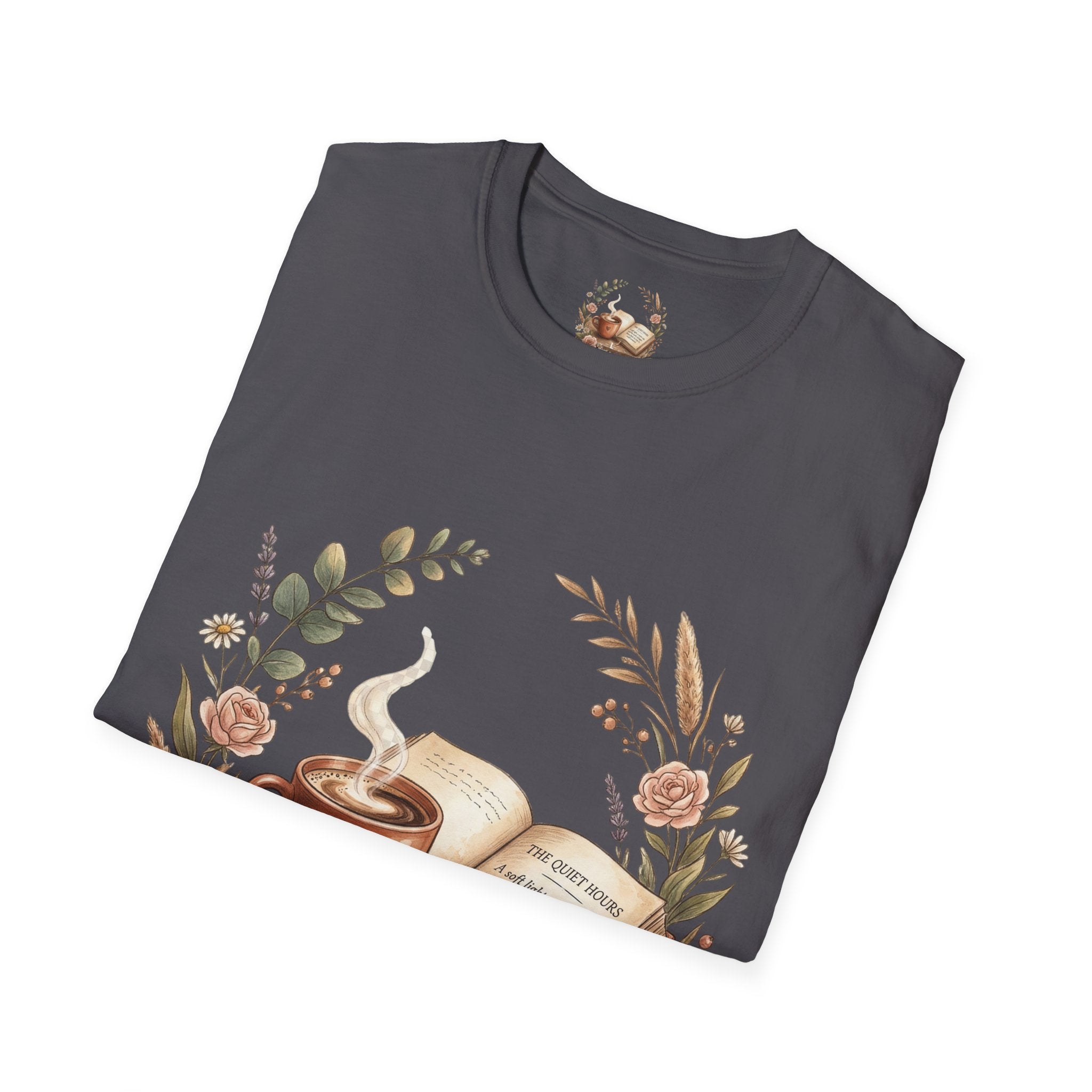 Coffee & Books Aesthetic T-Shirt – Vintage Floral Reading Lover Gift