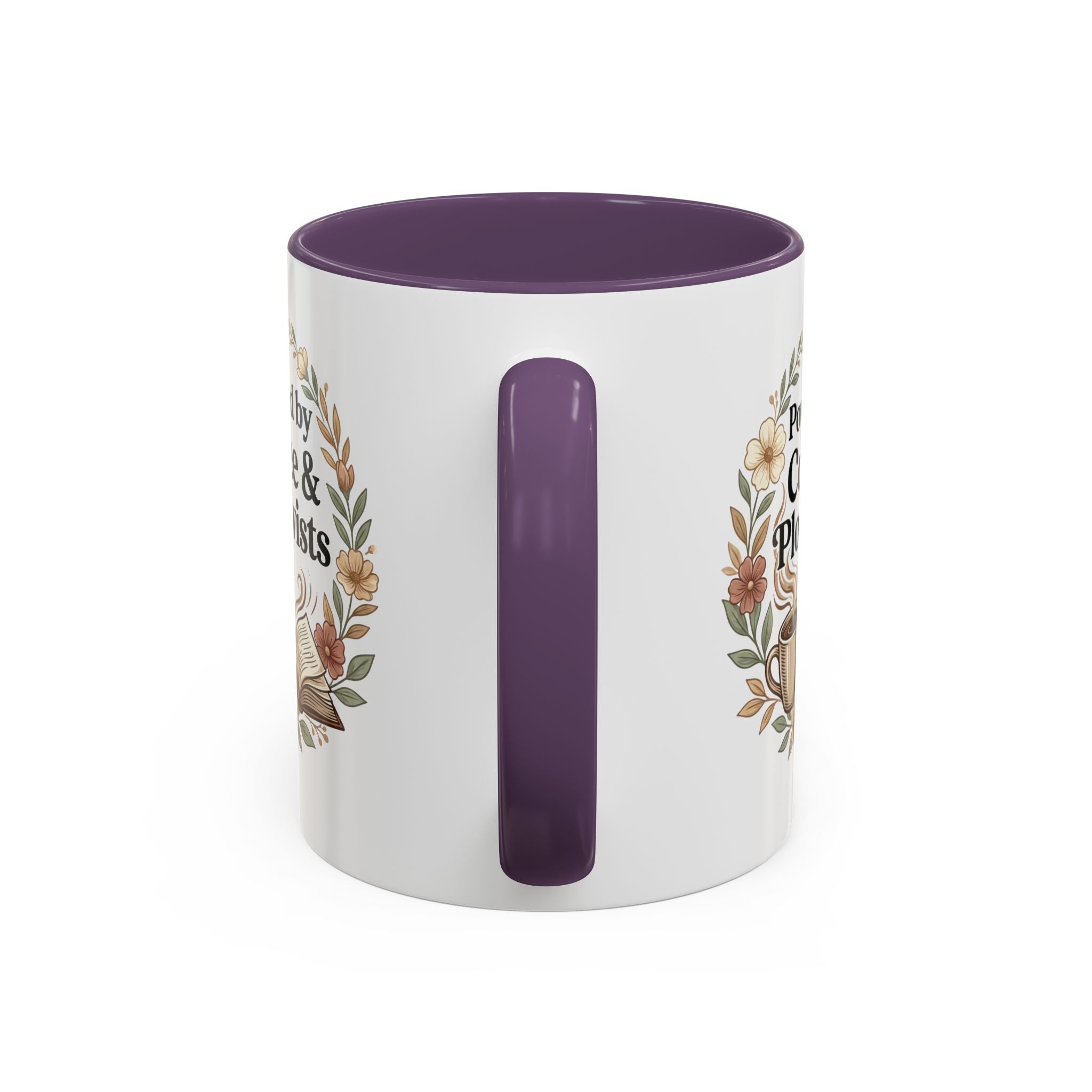Coffee Mug — “Powered by Coffee & Plot Twists” Floral Book Lover Mug (11/15oz)