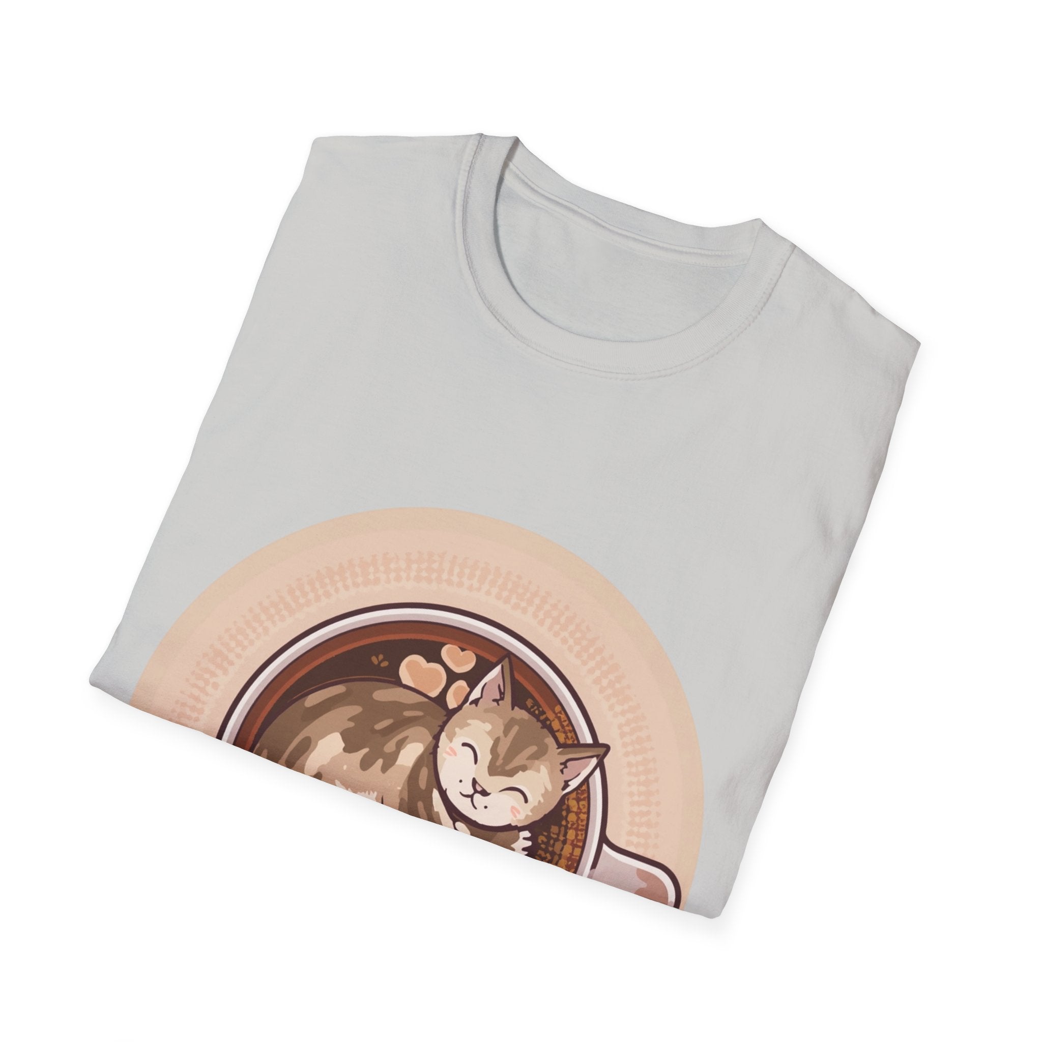Cat in Coffee Cup T-Shirt — Cute Latte Cat Tee for Cat Lovers & Coffee Fans