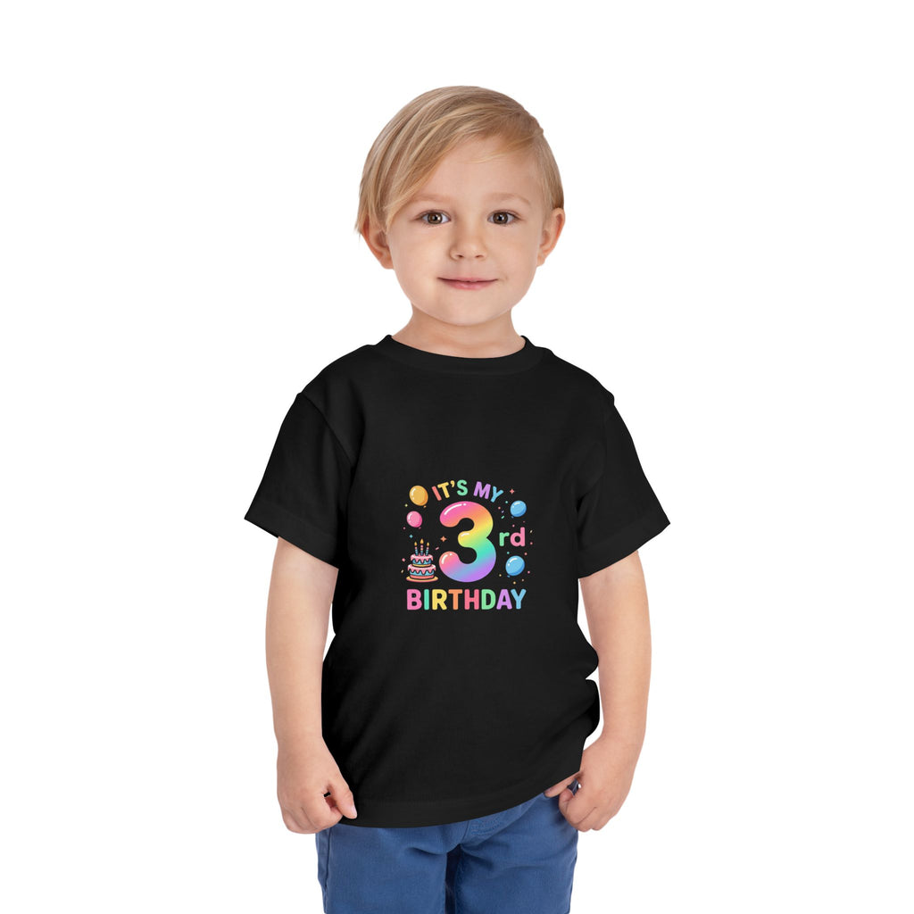 3rd Birthday Toddler Tee — "It's My 3rd Birthday" Colorful Party Shirt