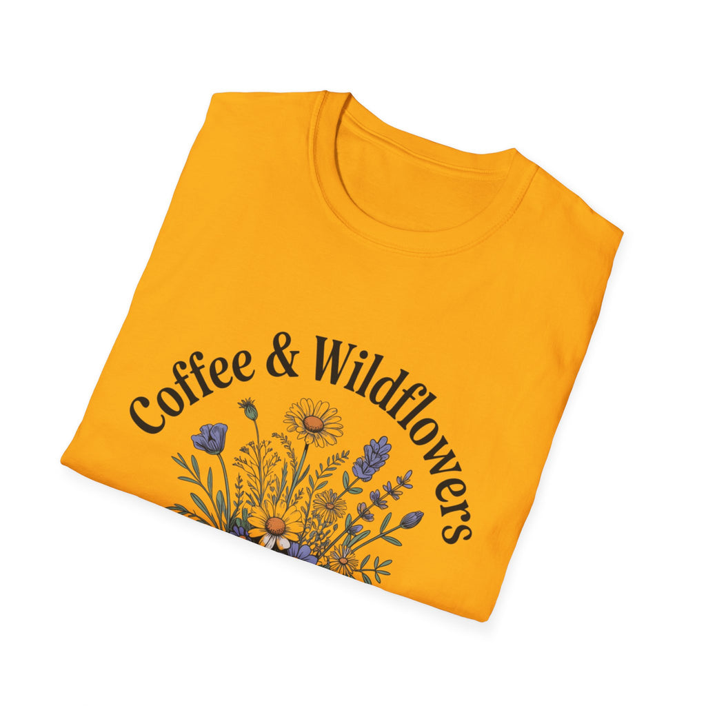 Cute Coffee Lover Floral T-Shirt – Coffee & Wildflowers Design