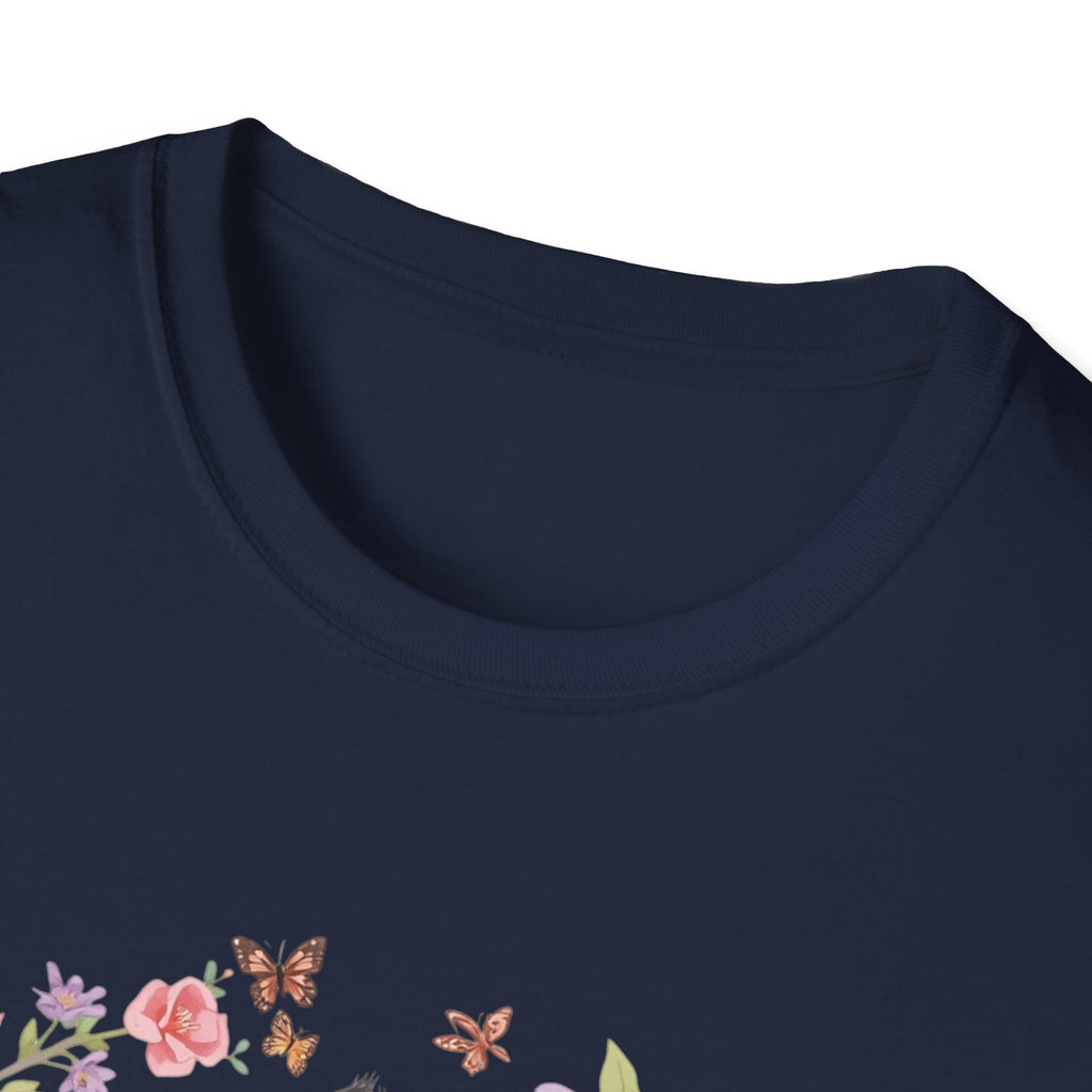 Cat Kittens Floral Wreath T-Shirt — Cute Twins with Gift & Bow