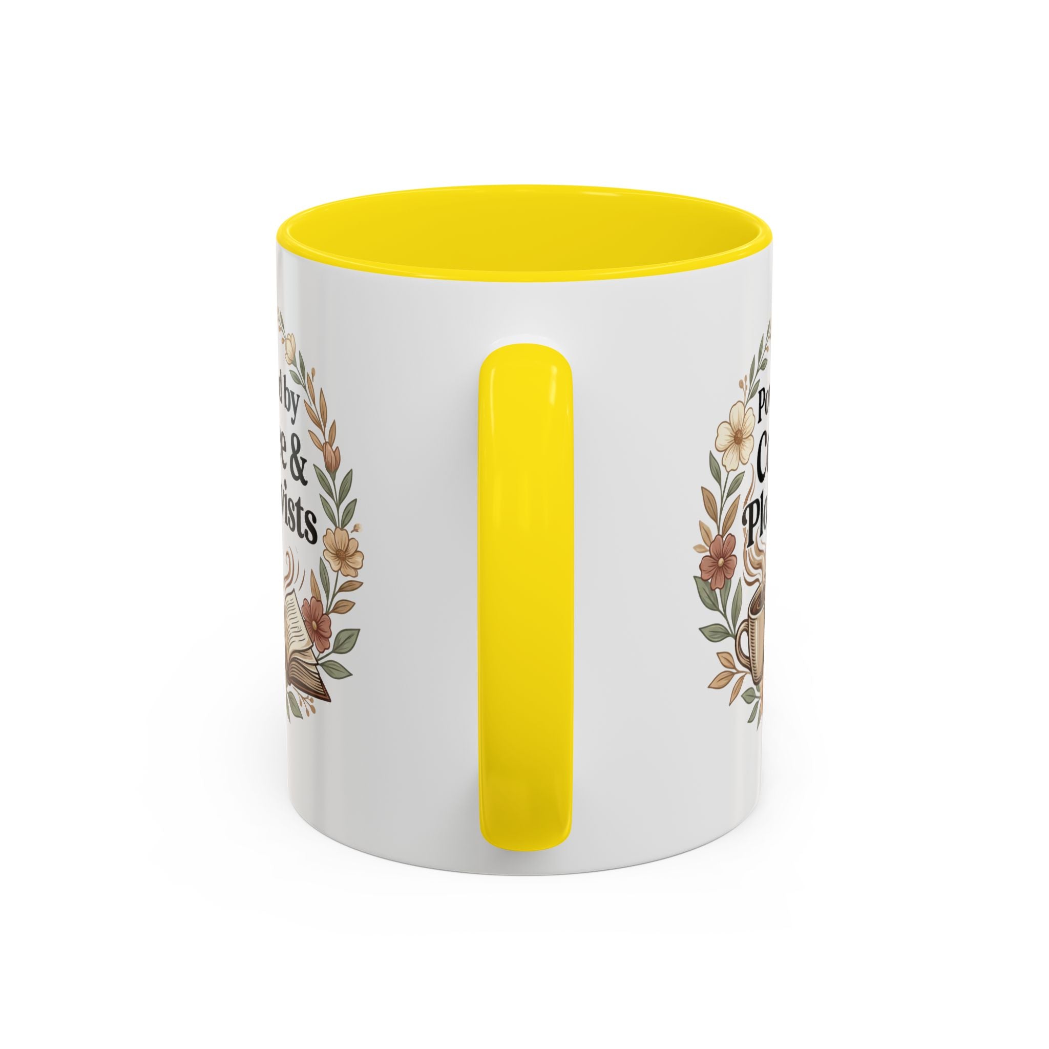 Coffee Mug — “Powered by Coffee & Plot Twists” Floral Book Lover Mug (11/15oz)
