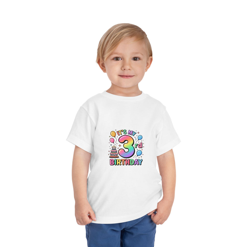3rd Birthday Toddler Tee — "It's My 3rd Birthday" Colorful Party Shirt