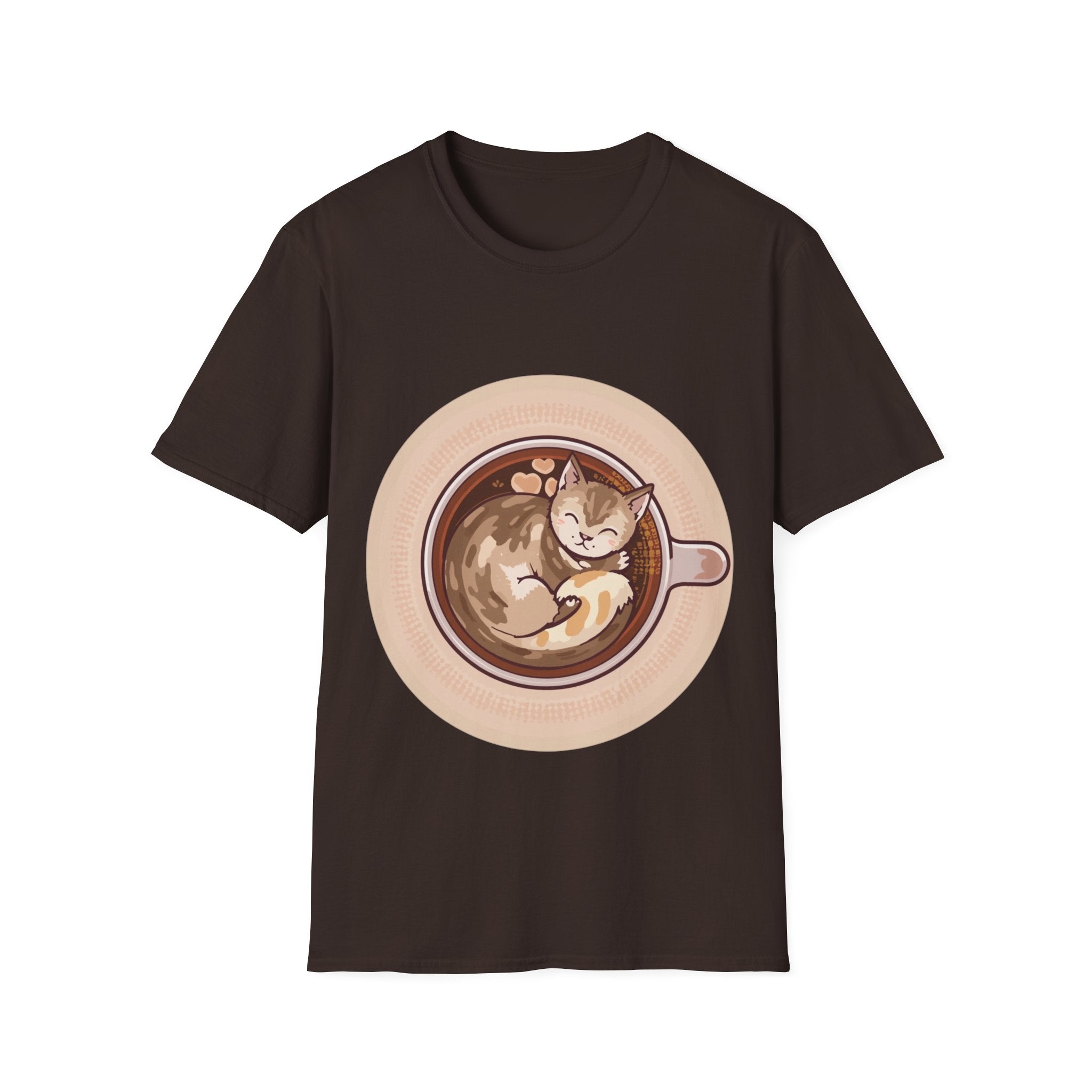 Cat in Coffee Cup T-Shirt — Cute Latte Cat Tee for Cat Lovers & Coffee Fans