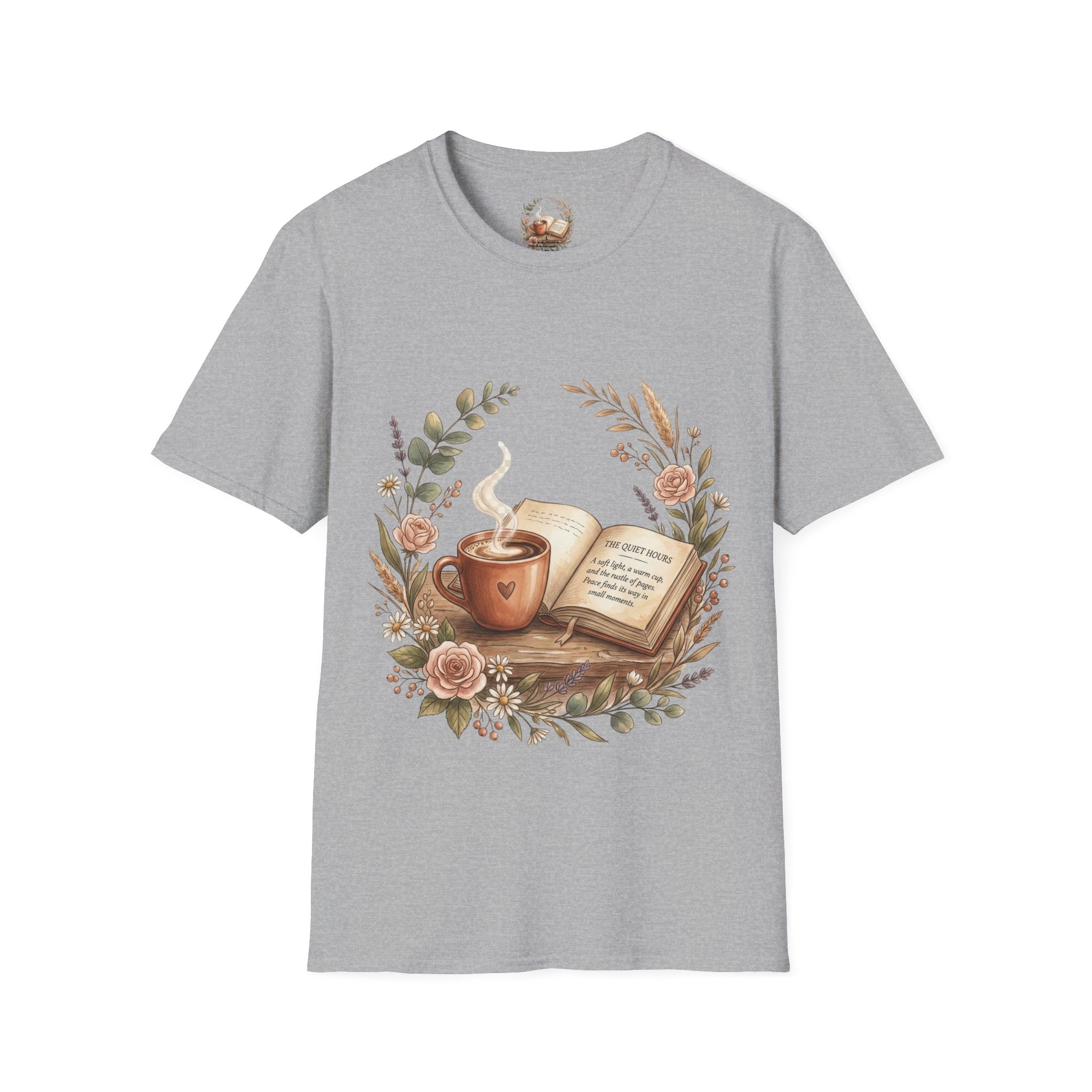 Coffee & Books Aesthetic T-Shirt – Vintage Floral Reading Lover Gift