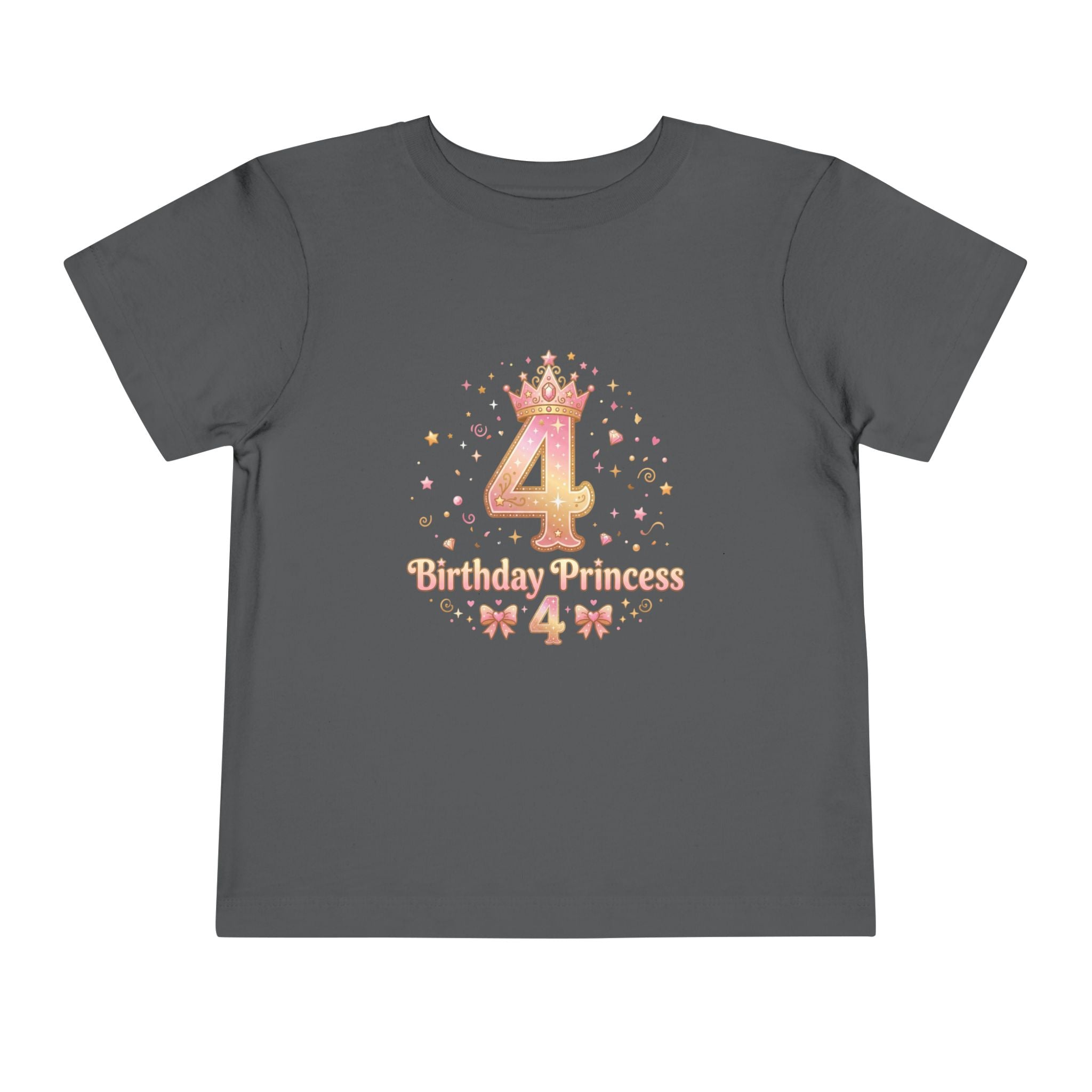 Cute Girl's T-Shirt - 4th Birthday Pink Princess Gold Crown i-Blend T-Shirt