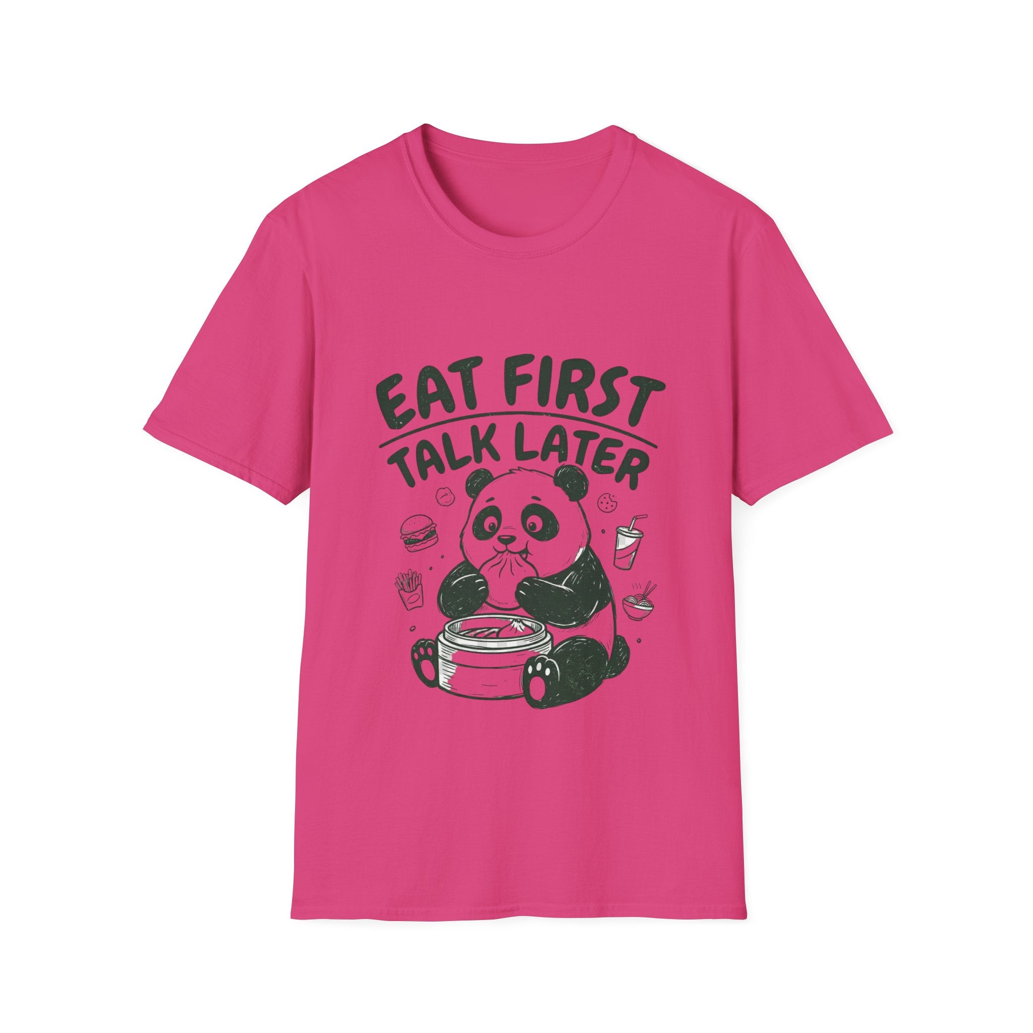 Eat First Talk Later Panda T-Shirt – Cute Foodie Graphic Tee