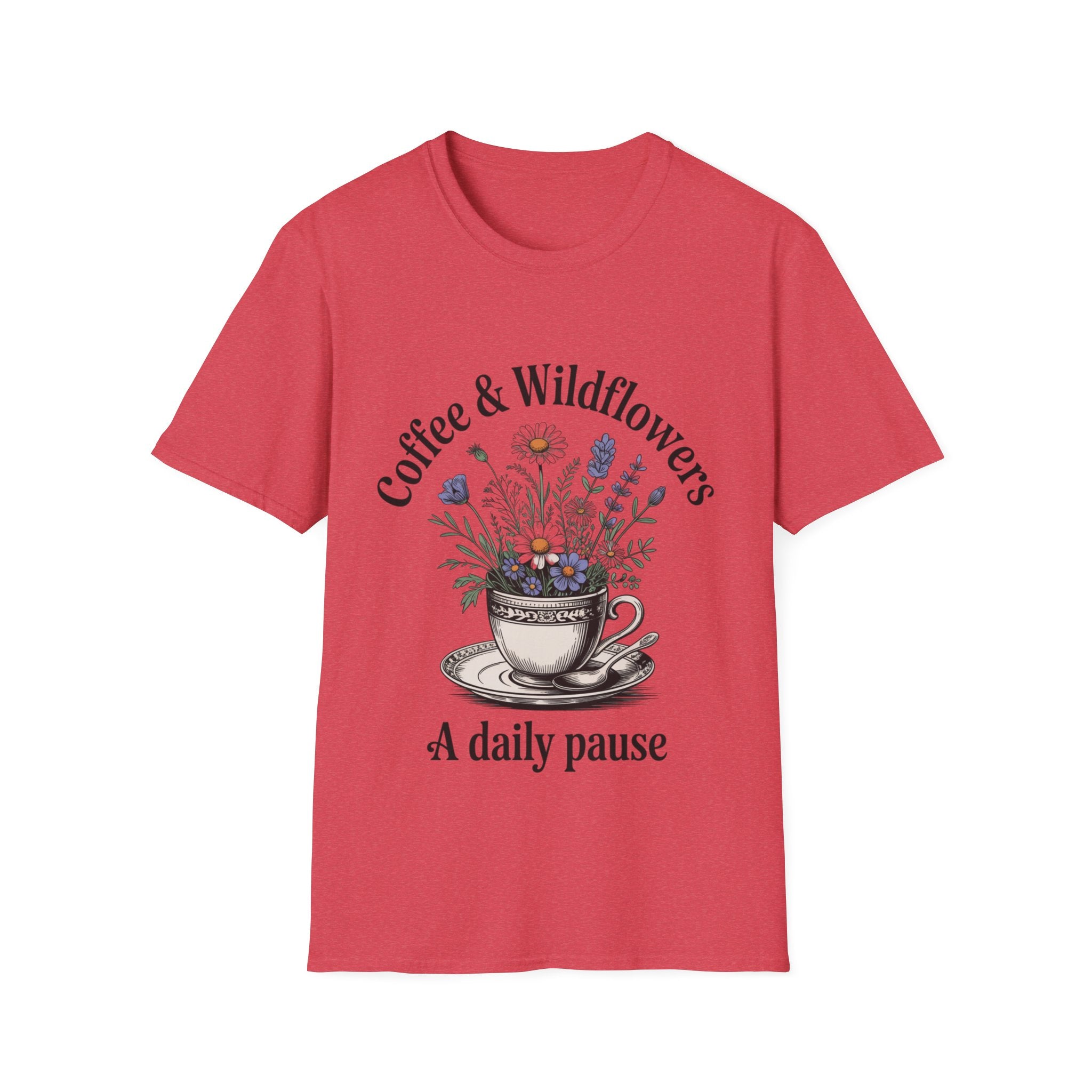 Cute Coffee Lover Floral T-Shirt – Coffee & Wildflowers Design