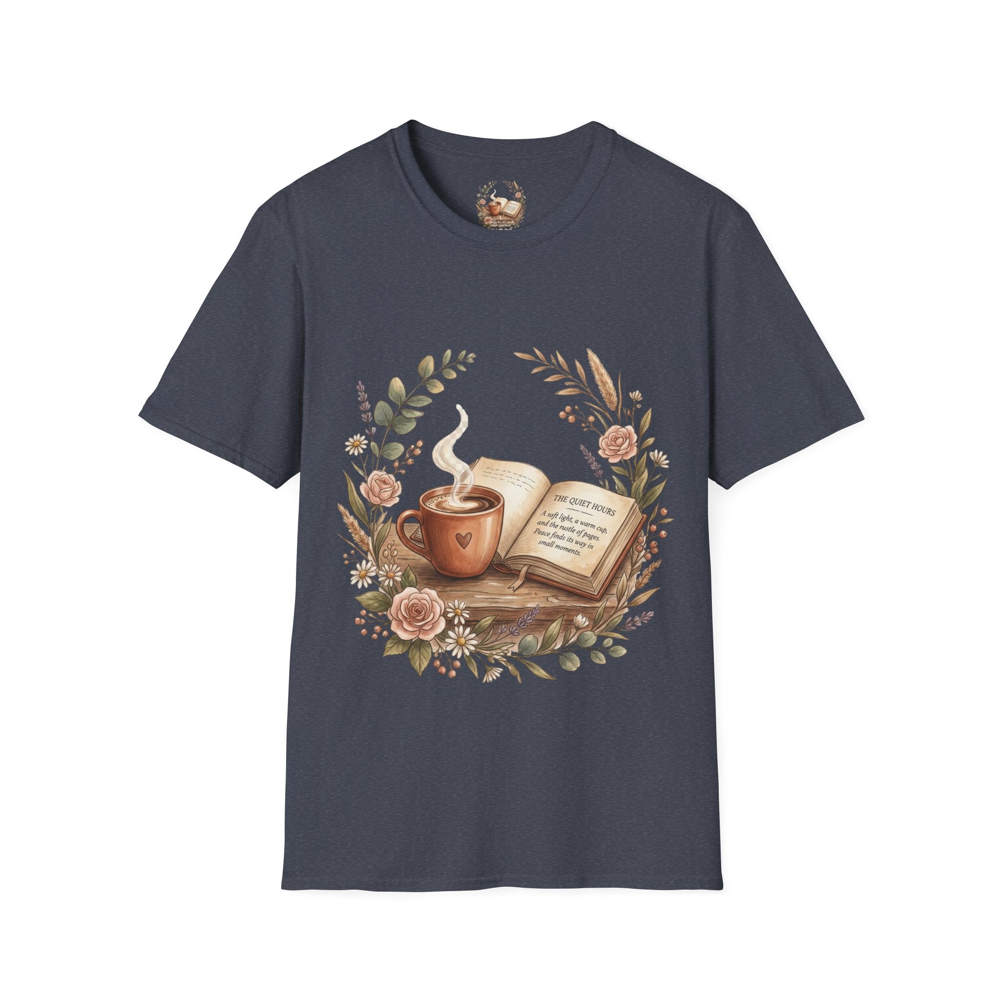 Coffee & Books Aesthetic T-Shirt – Vintage Floral Reading Lover Gift