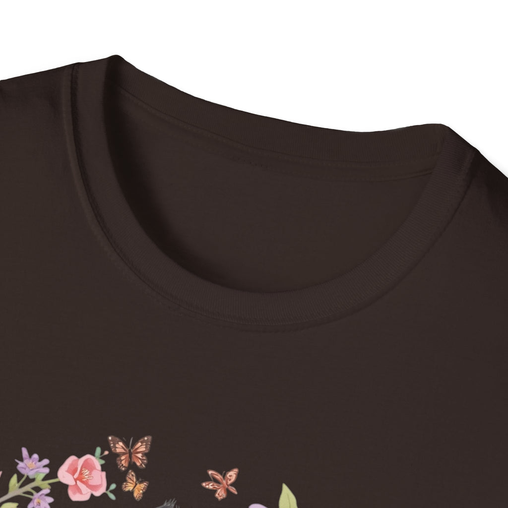 Cat Kittens Floral Wreath T-Shirt — Cute Twins with Gift & Bow