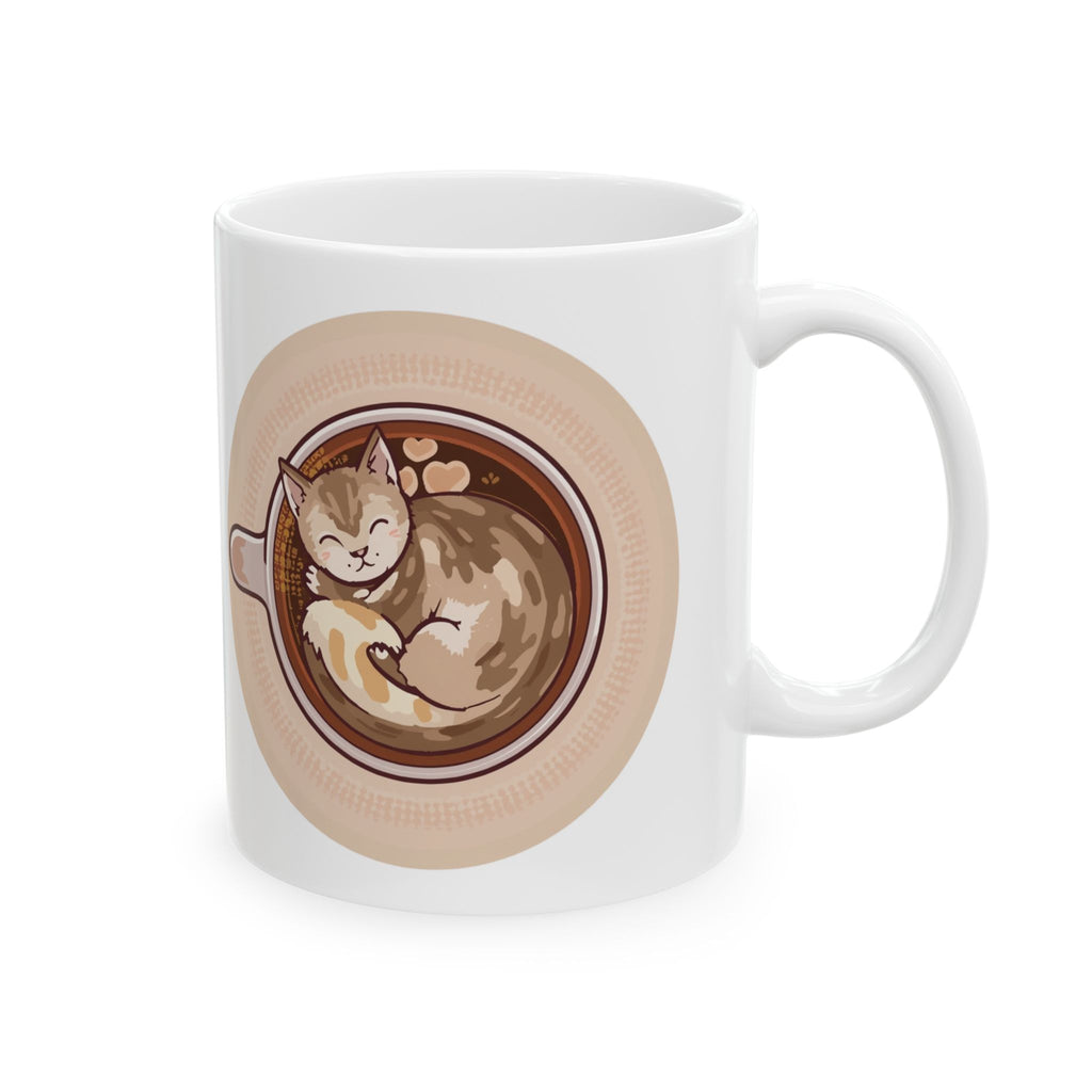 Cat Coffee Mug — Cute Cat in Latte Art Ceramic Coffee Cup (11oz & 15oz)