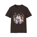 Cute Kitten Floral T-Shirt — Twin Cats with Ribbon & Butterflies