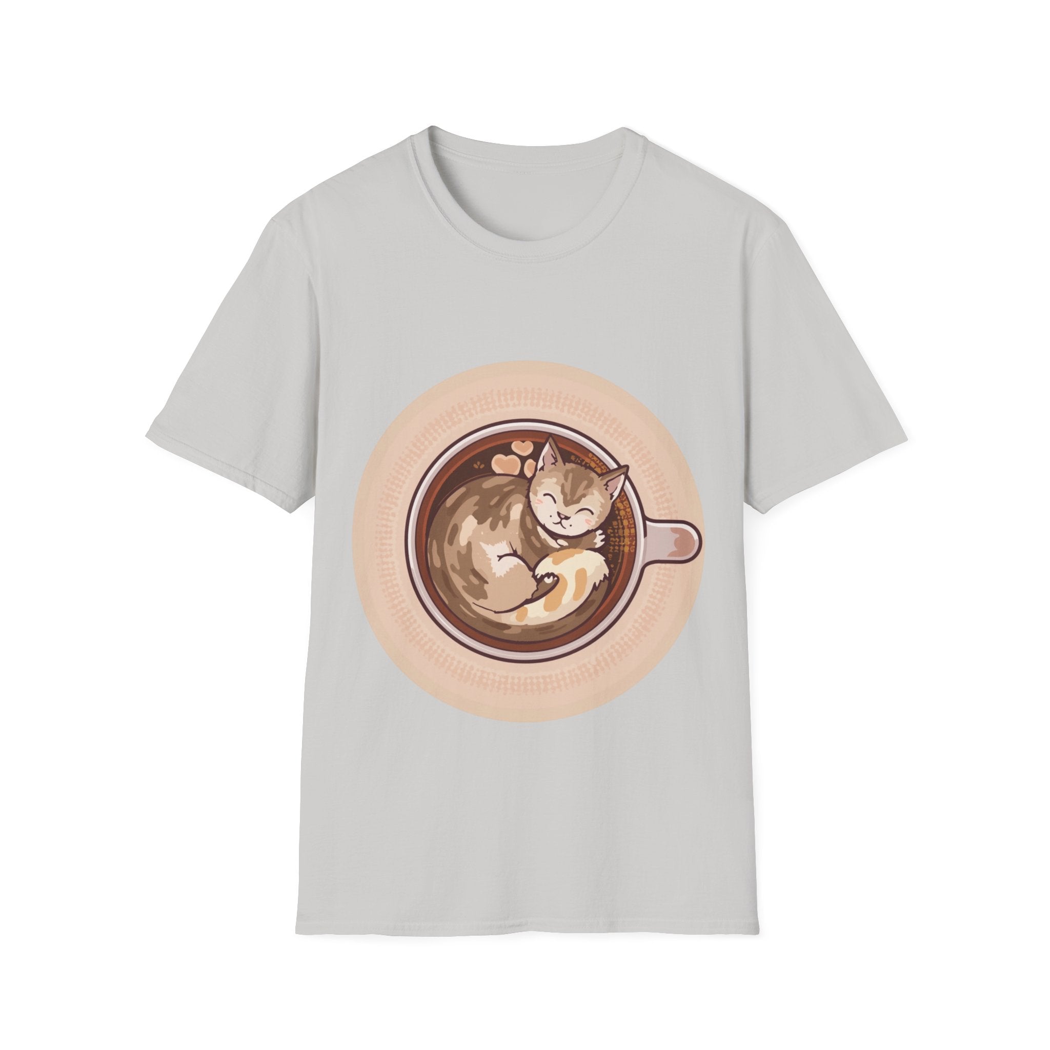 Cat in Coffee Cup T-Shirt — Cute Latte Cat Tee for Cat Lovers & Coffee Fans