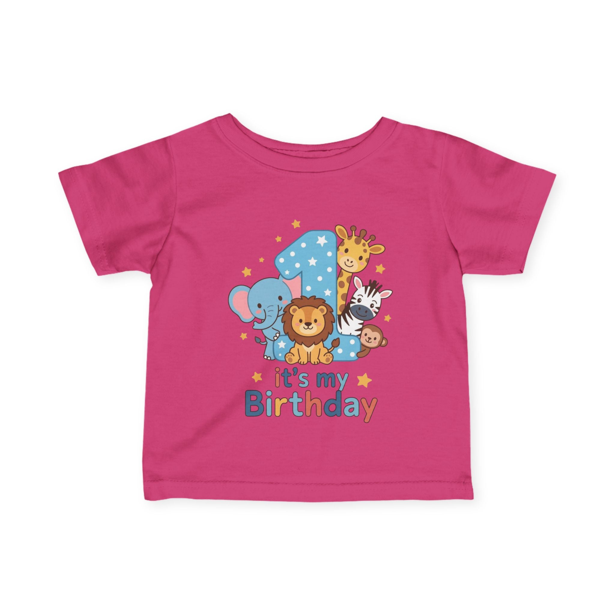 1st Birthday Infant Tee - Cute Safari Animals "It's My Birthday"