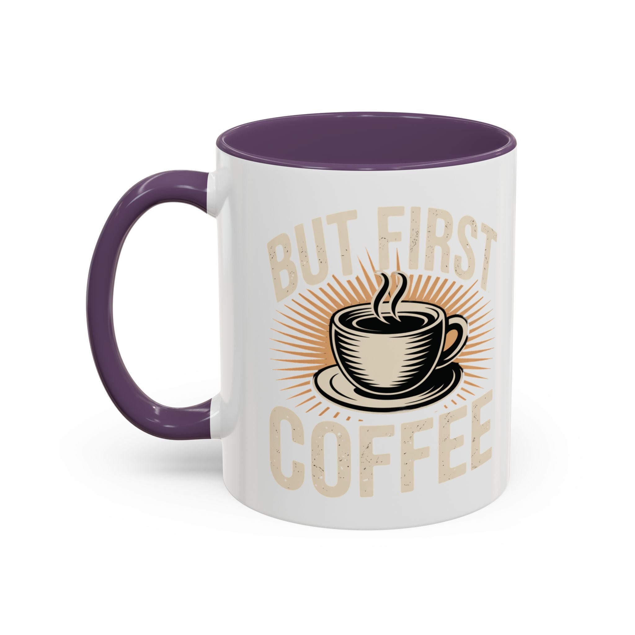 But First Coffee Accent Mug - Retro Coffee Cup 11/15oz