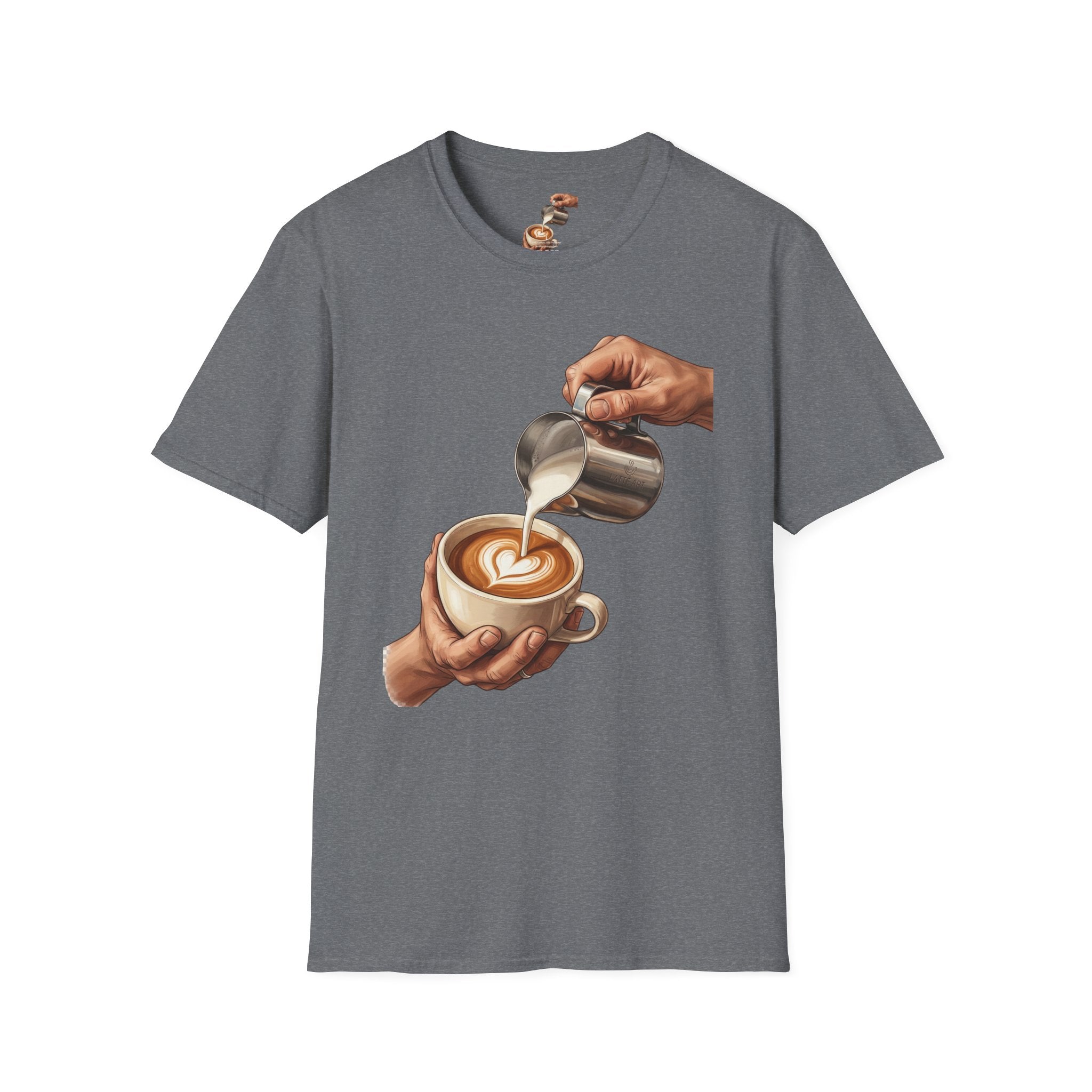 Coffee Lover Latte Art T-Shirt – Stylish Barista Coffee Graphic Tee for Men & Women