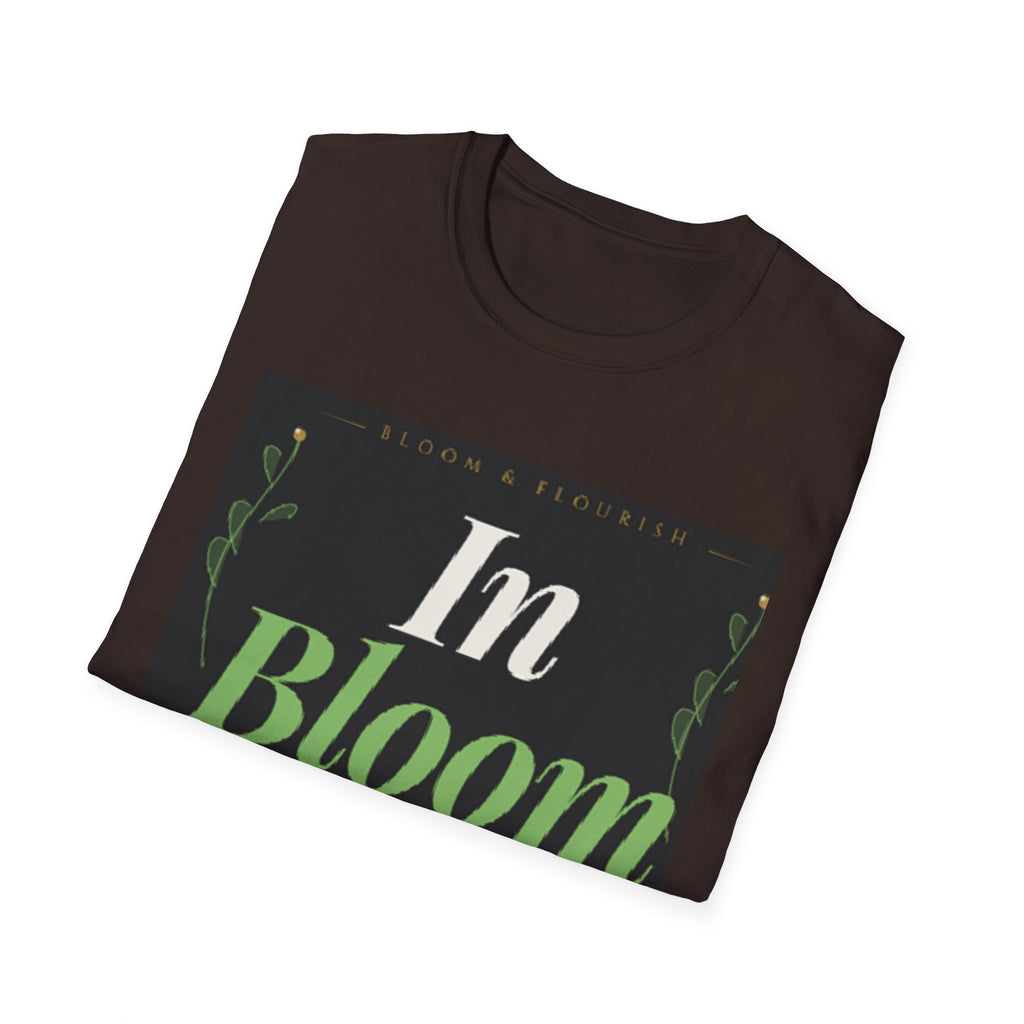 In Bloom T-Shirt — Botanical Graphic Tee with Green Lettering