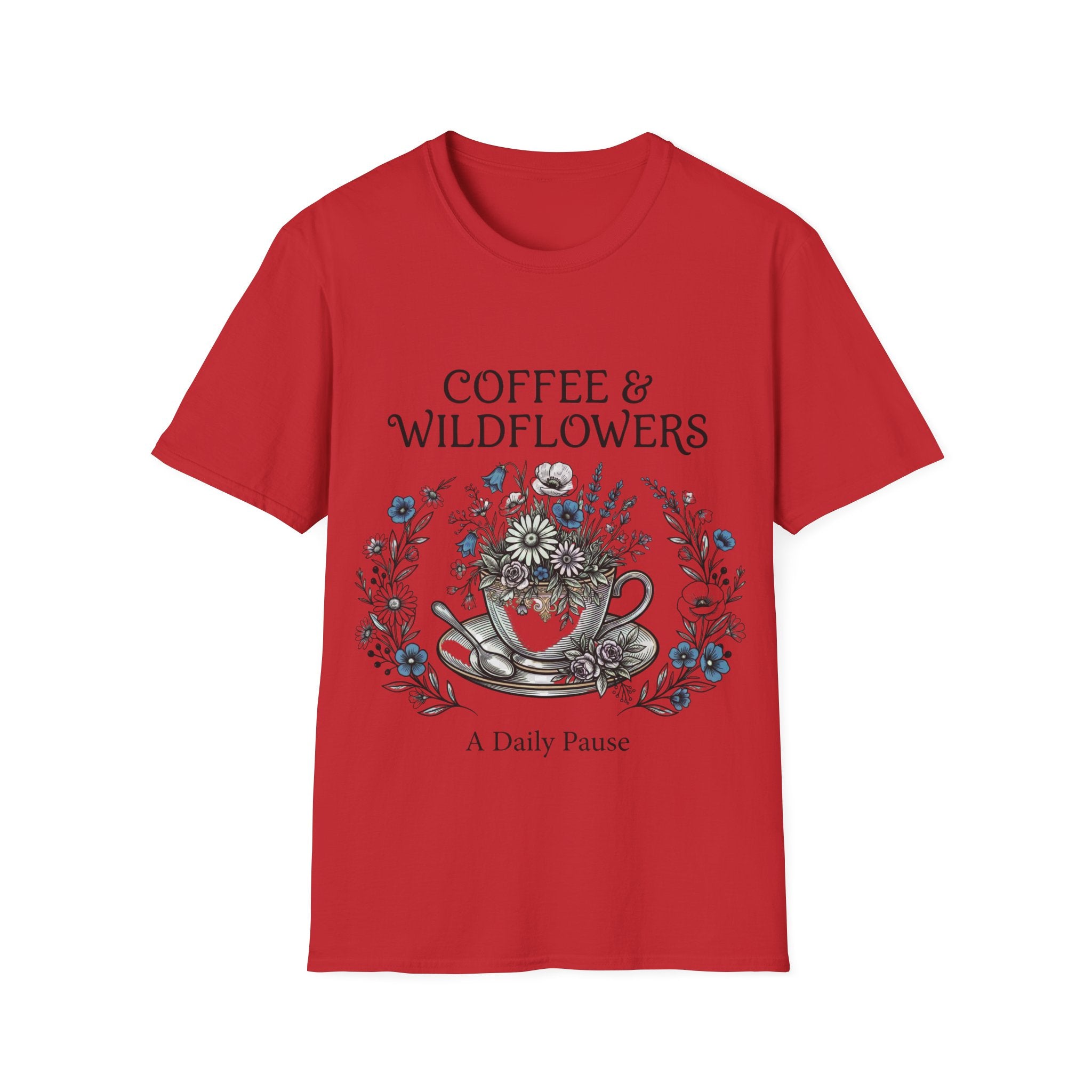 Coffee & Wildflowers T-Shirt – Aesthetic Floral Coffee Lover Shirt