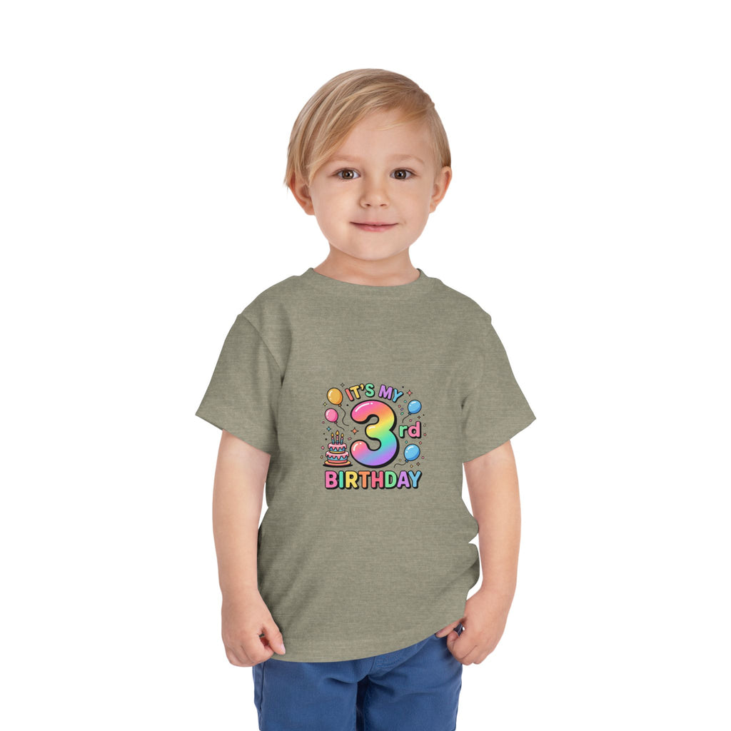 3rd Birthday Toddler Tee — "It's My 3rd Birthday" Colorful Party Shirt