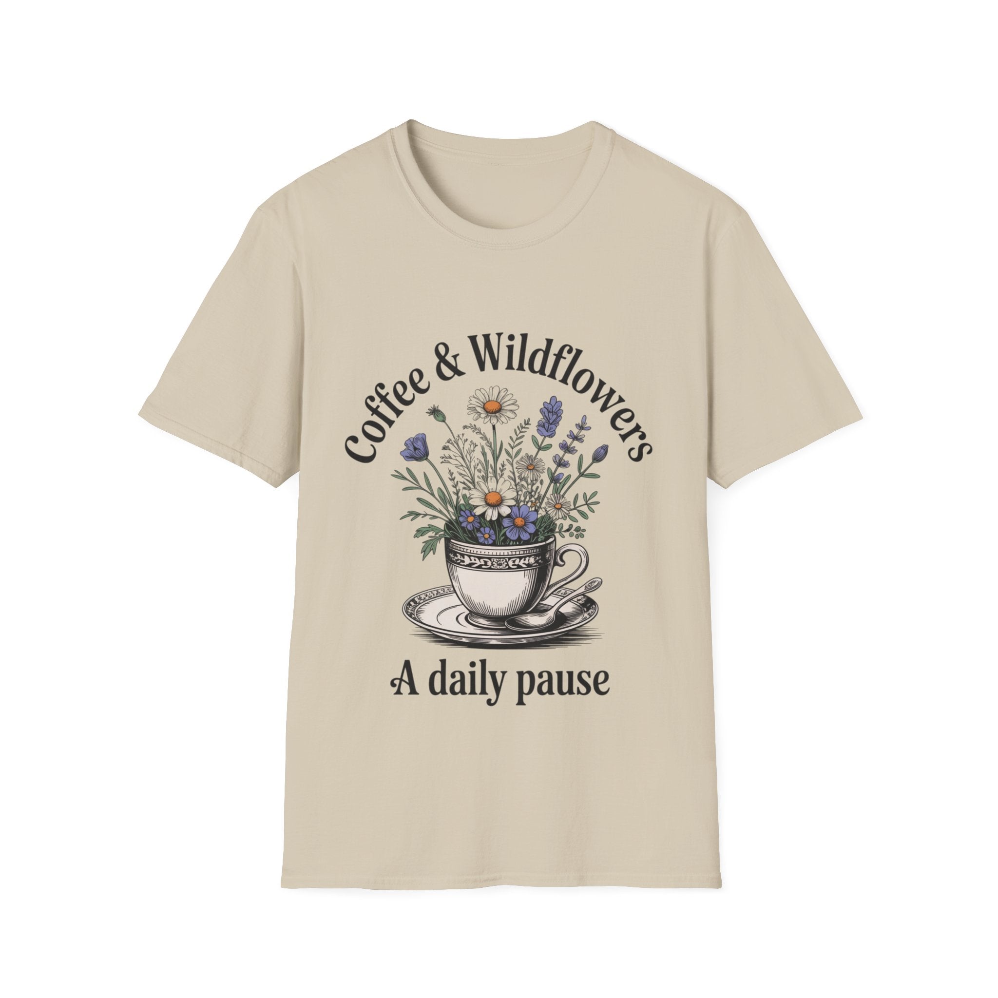 Cute Coffee Lover Floral T-Shirt – Coffee & Wildflowers Design