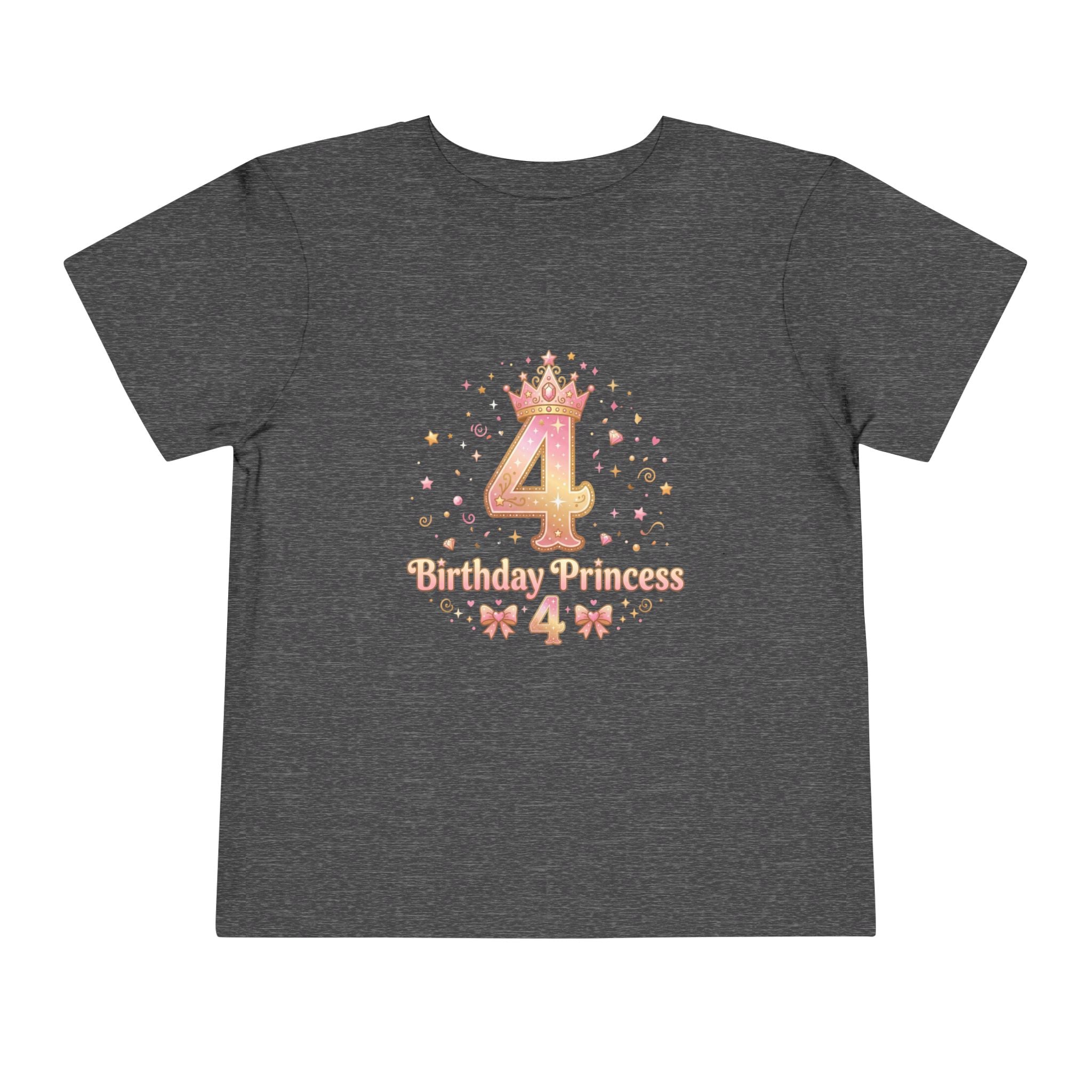 Cute Girl's T-Shirt - 4th Birthday Pink Princess Gold Crown i-Blend T-Shirt