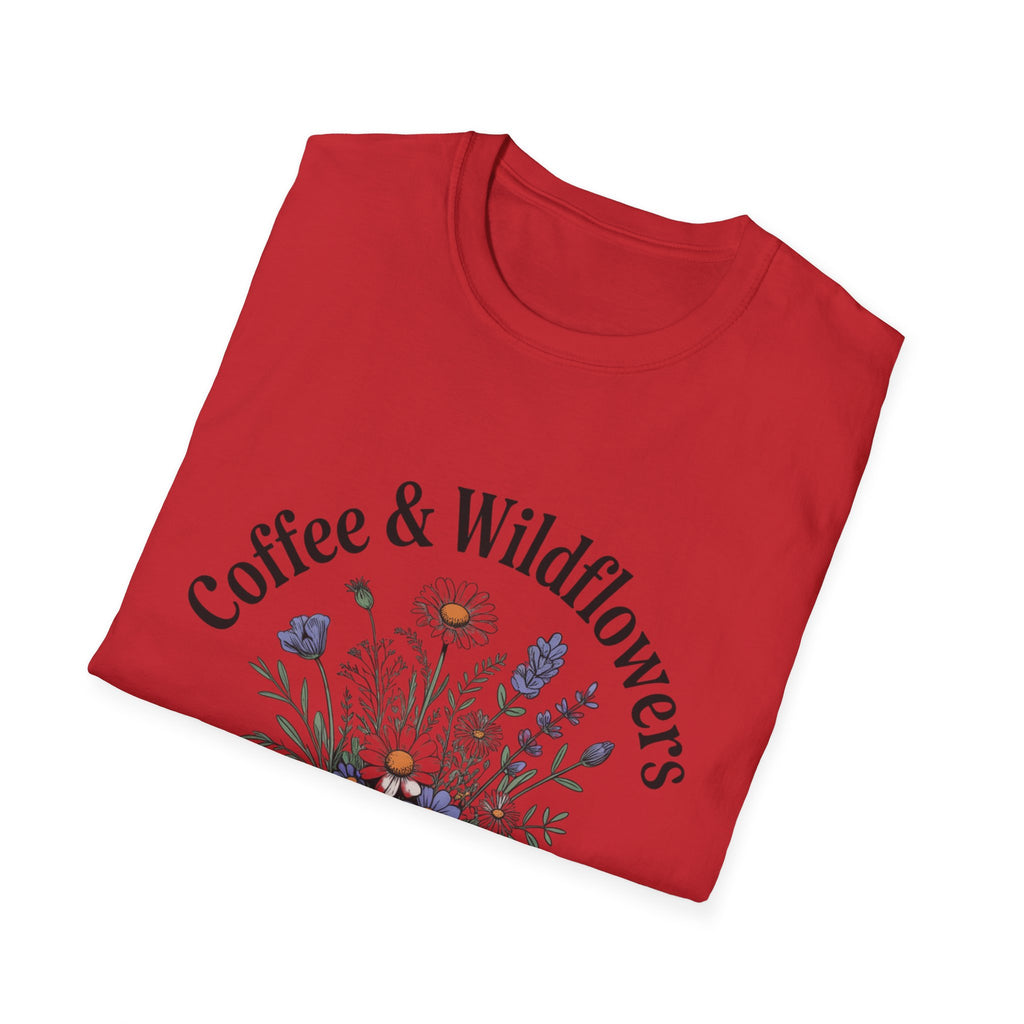 Cute Coffee Lover Floral T-Shirt – Coffee & Wildflowers Design
