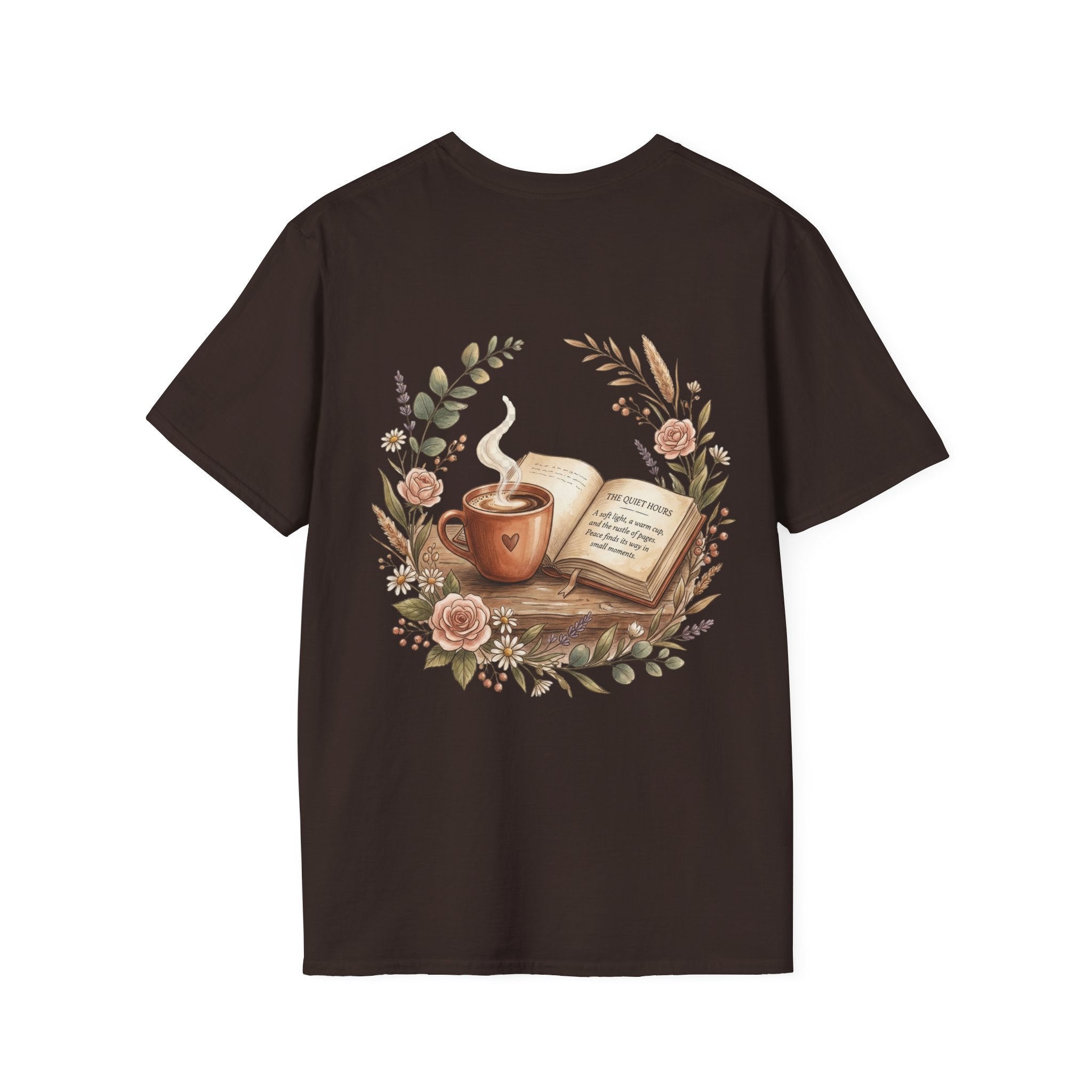 Coffee & Books Aesthetic T-Shirt – Vintage Floral Reading Lover Gift