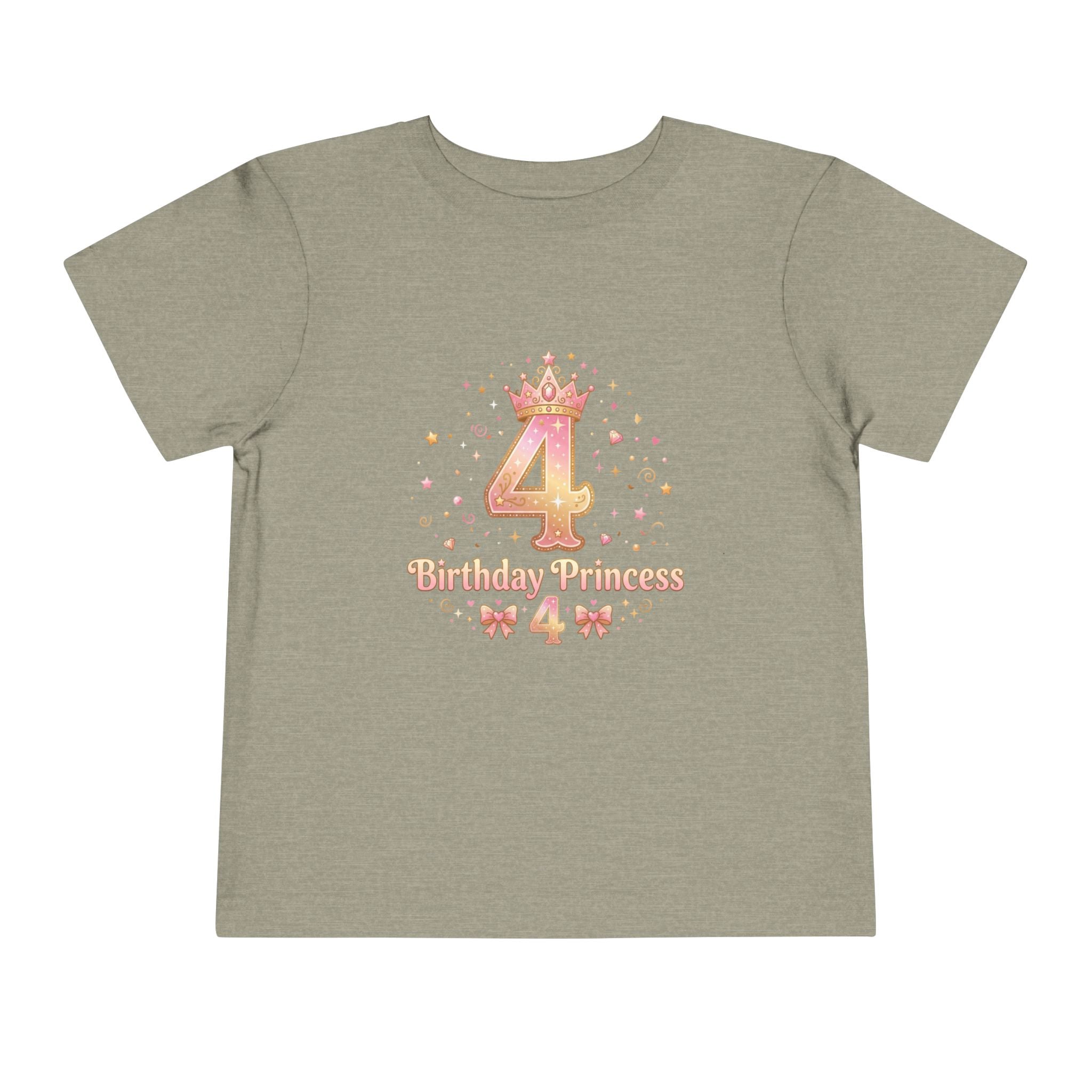 Cute Girl's T-Shirt - 4th Birthday Pink Princess Gold Crown i-Blend T-Shirt