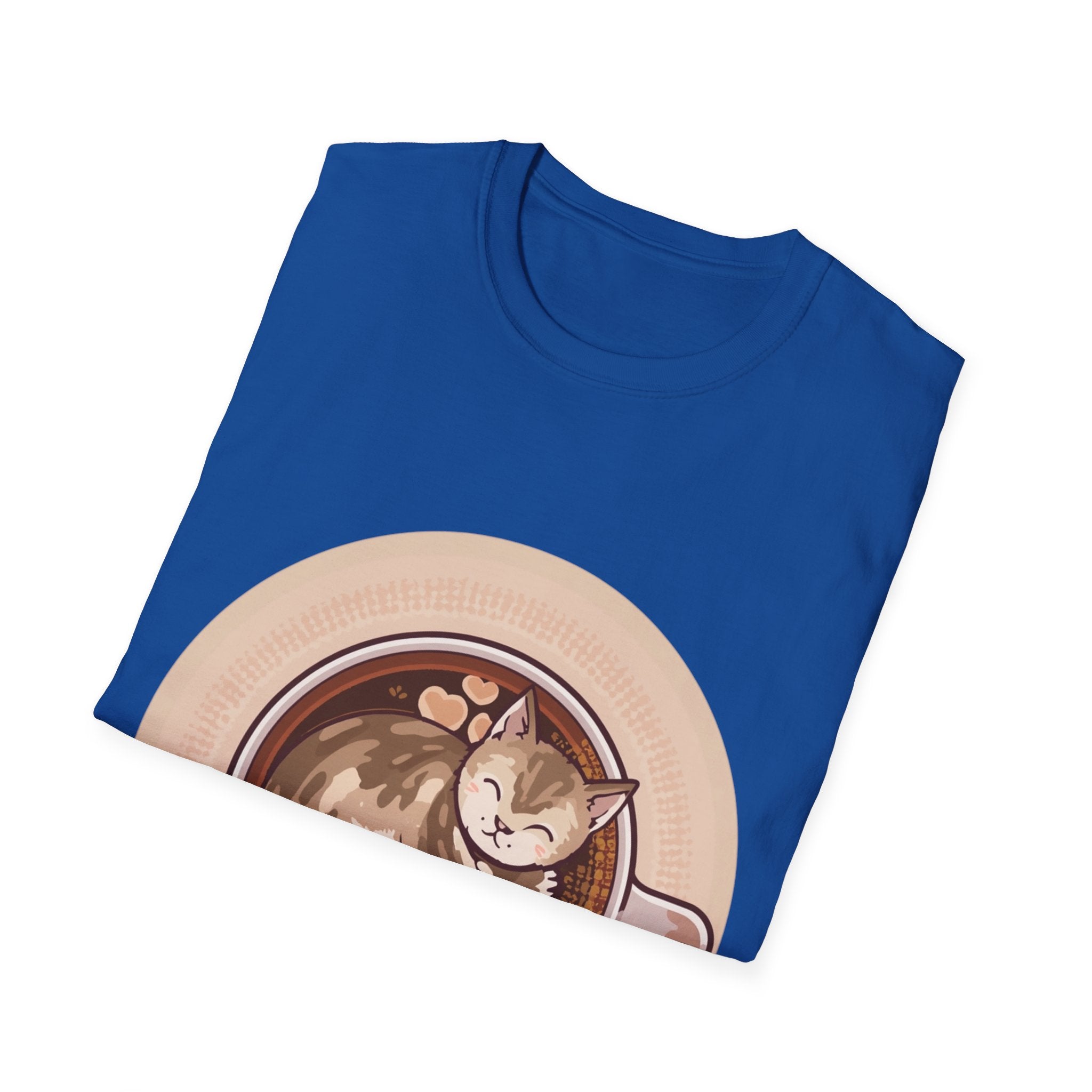 Cat in Coffee Cup T-Shirt — Cute Latte Cat Tee for Cat Lovers & Coffee Fans