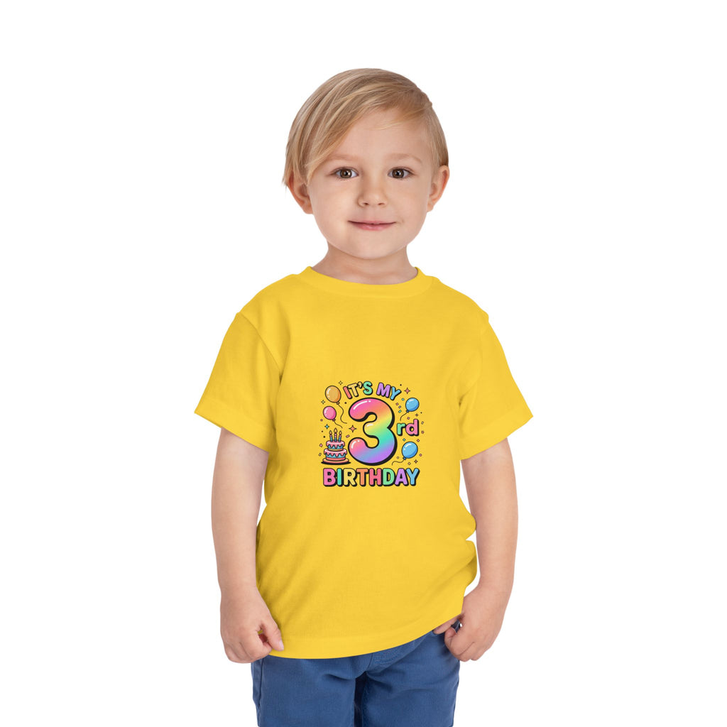 3rd Birthday Toddler Tee — "It's My 3rd Birthday" Colorful Party Shirt