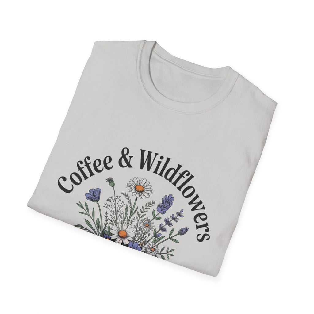 Cute Coffee Lover Floral T-Shirt – Coffee & Wildflowers Design