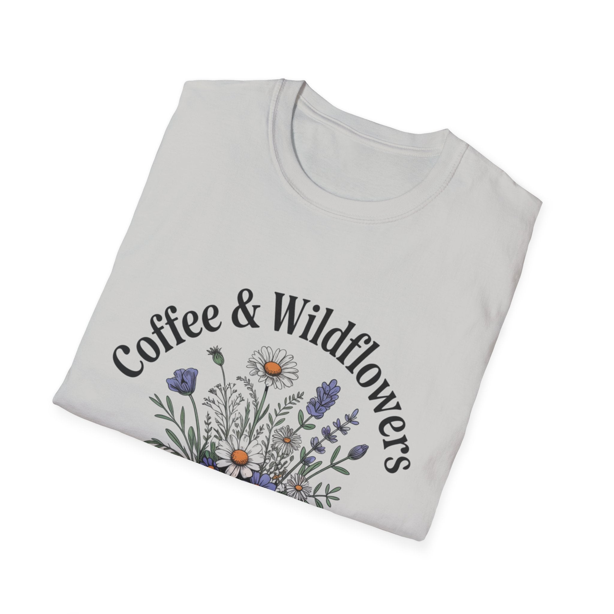 Cute Coffee Lover Floral T-Shirt – Coffee & Wildflowers Design