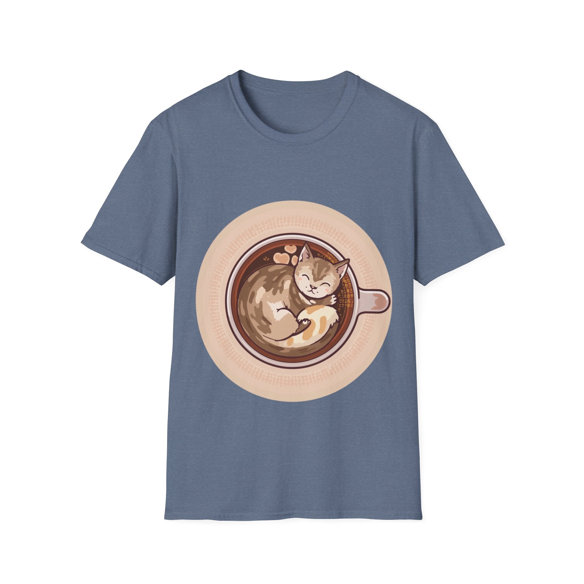 Cat in Coffee Cup T-Shirt — Cute Latte Cat Tee for Cat Lovers & Coffee Fans