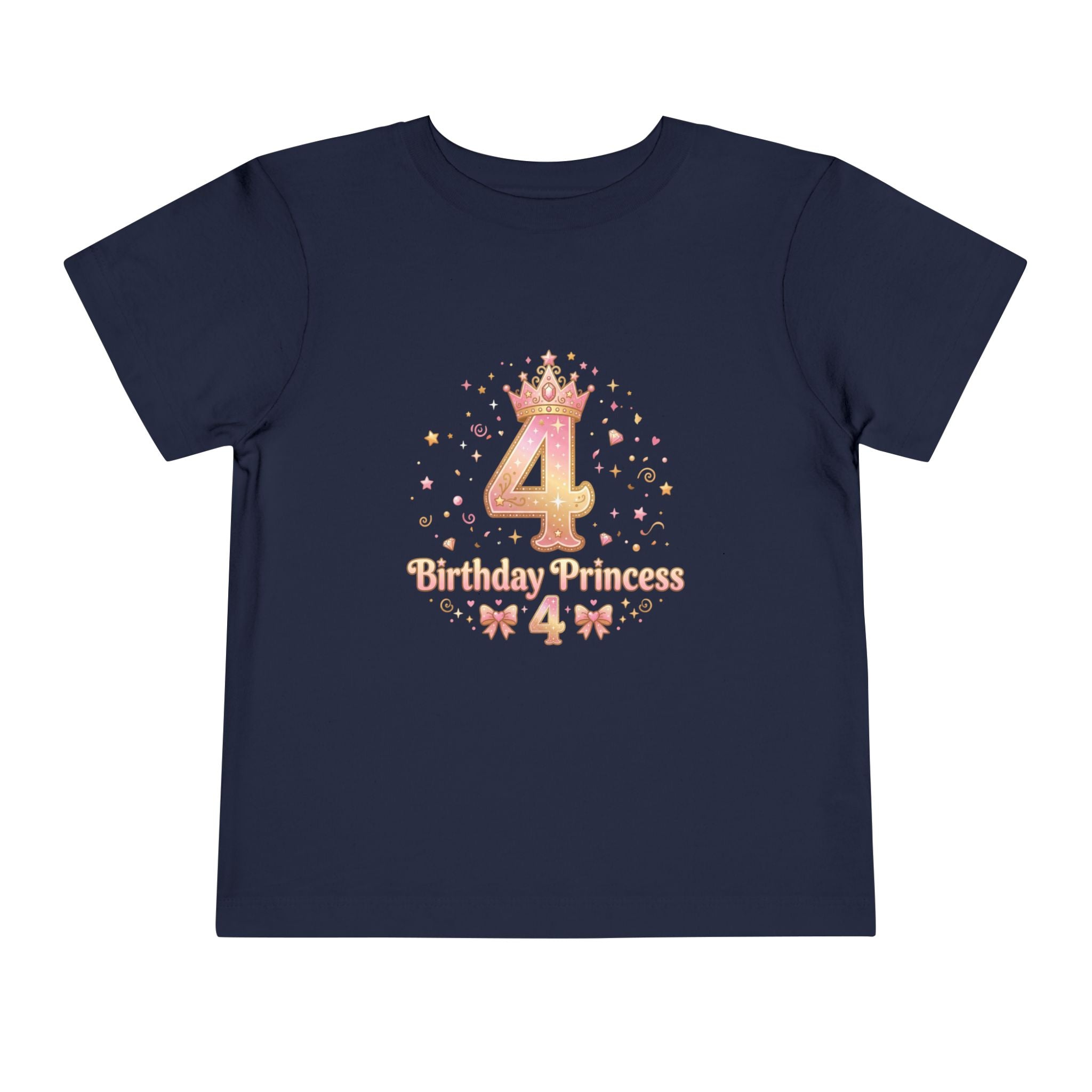 Cute Girl's T-Shirt - 4th Birthday Pink Princess Gold Crown i-Blend T-Shirt