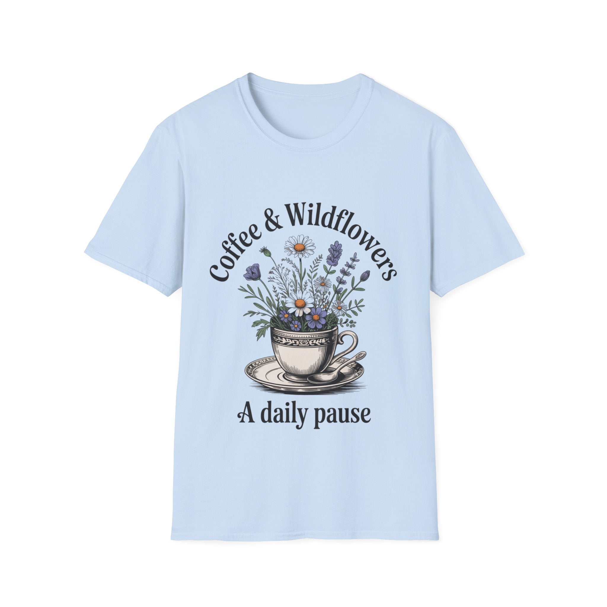 Cute Coffee Lover Floral T-Shirt – Coffee & Wildflowers Design